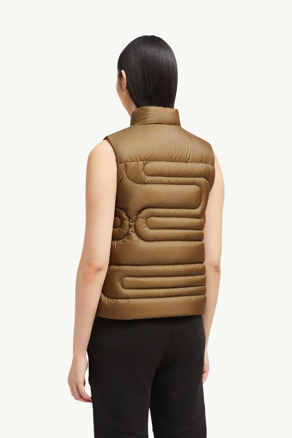 Xihu Snake-Quilted Down Gilet Women Light Brown Moncler 4