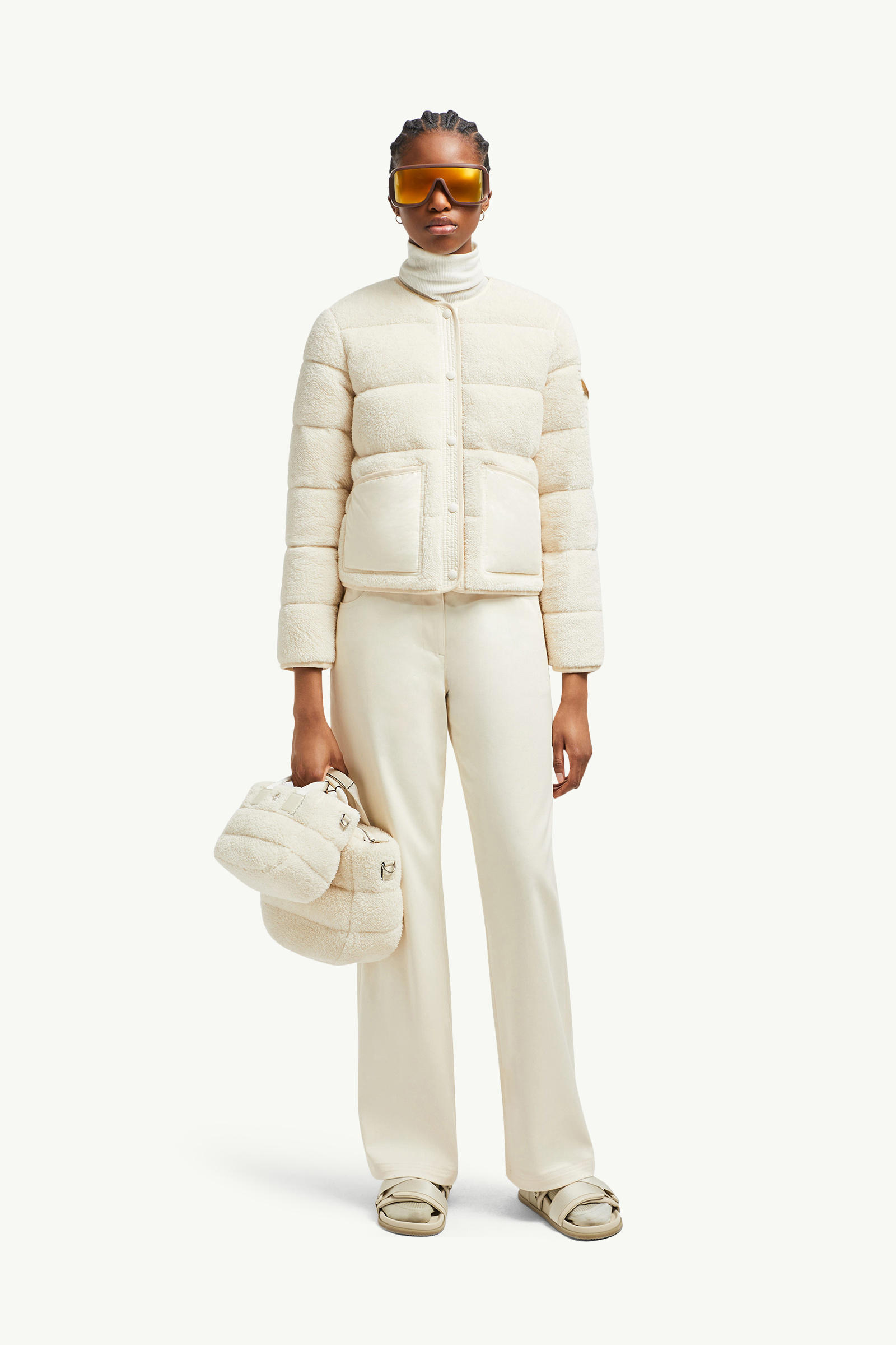 Plumífero corto efecto peluche Floyrac Mujer Blanco Moncler 0