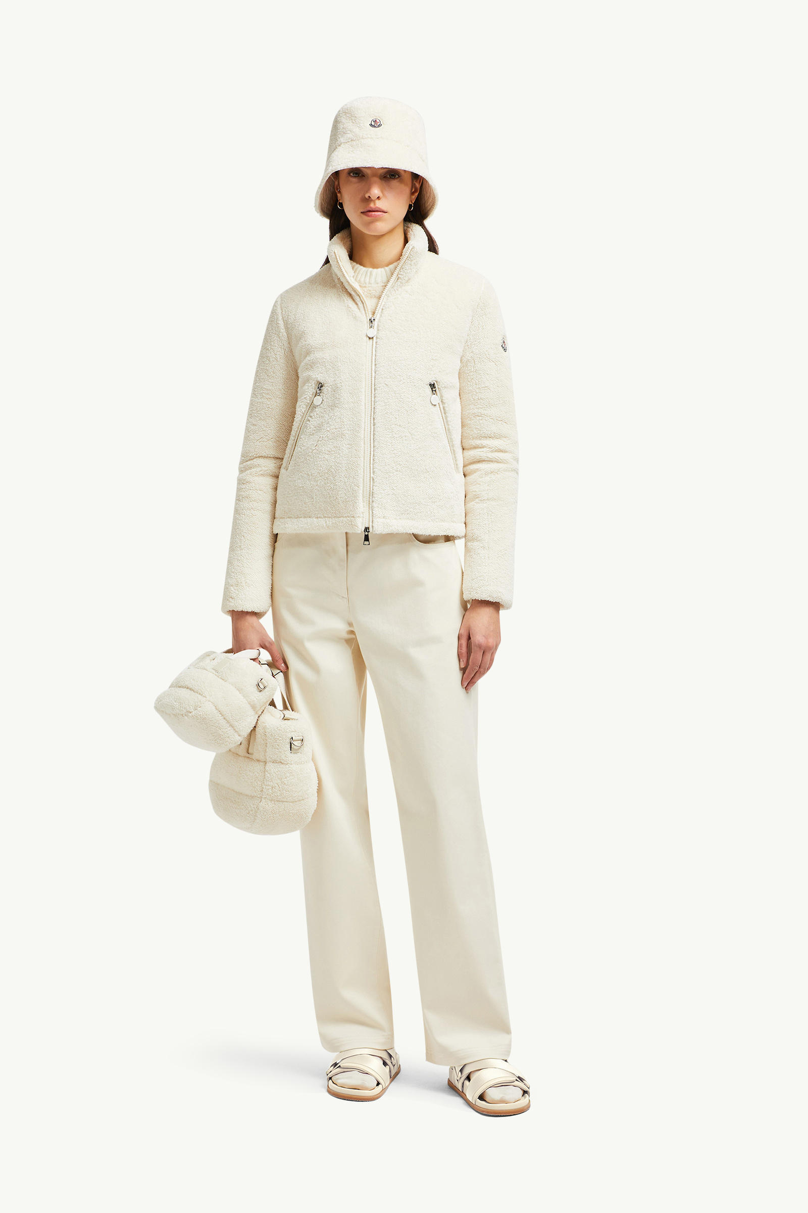 Polignac Teddy Short Down Jacket Women White Moncler 0