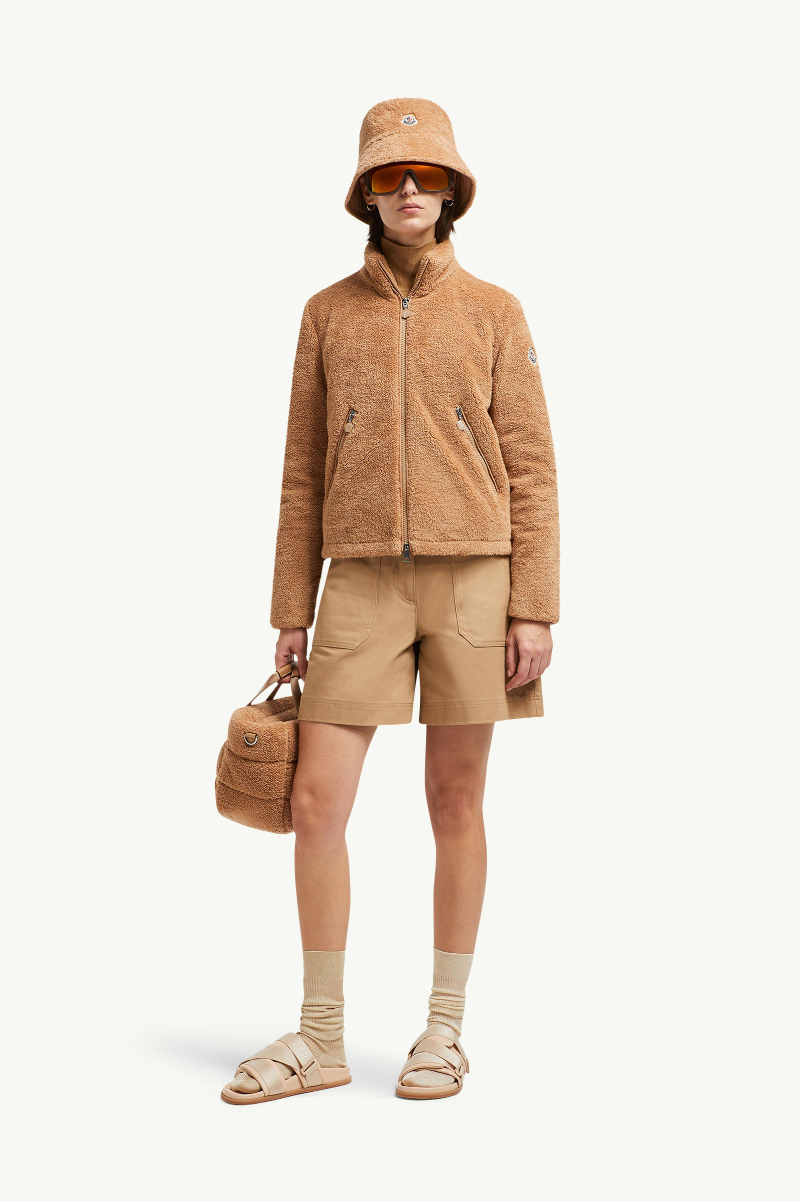 Polignac Teddy Short Down Jacket Women Camel Beige Moncler 0