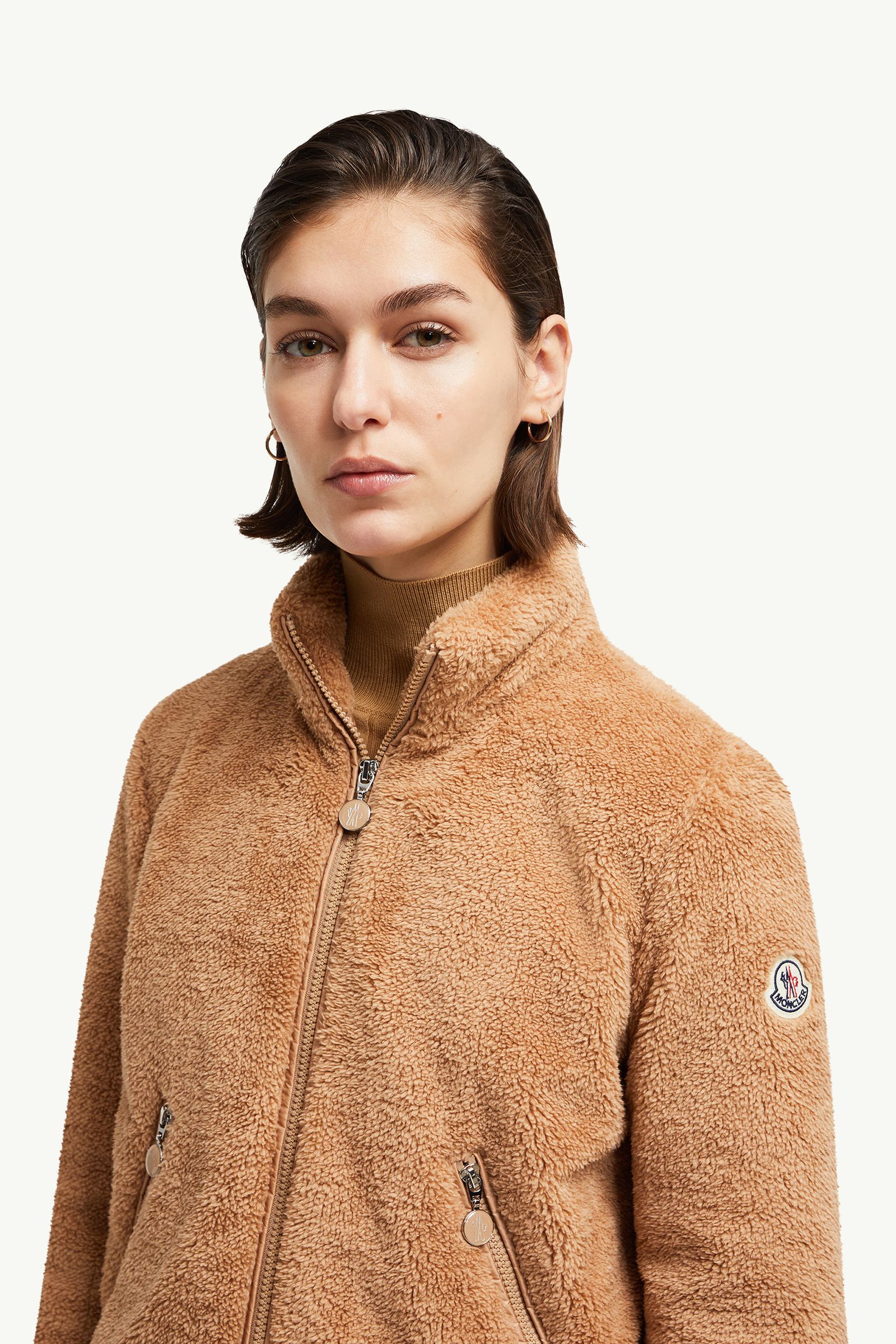 Polignac Teddy Short Down Jacket Women Camel Beige Moncler 1