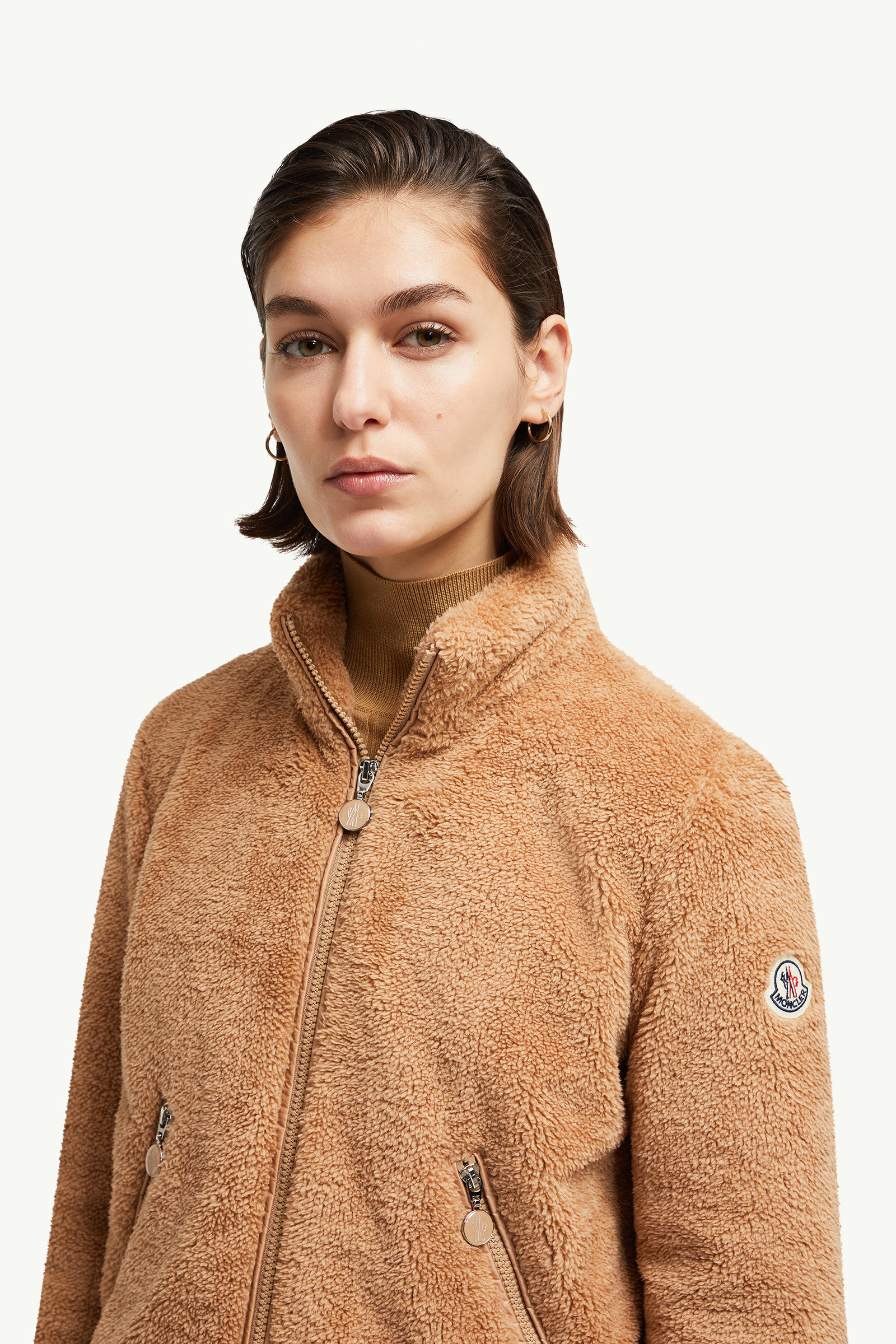 Polignac Teddy Short Down Jacket Women Camel Beige Moncler 1
