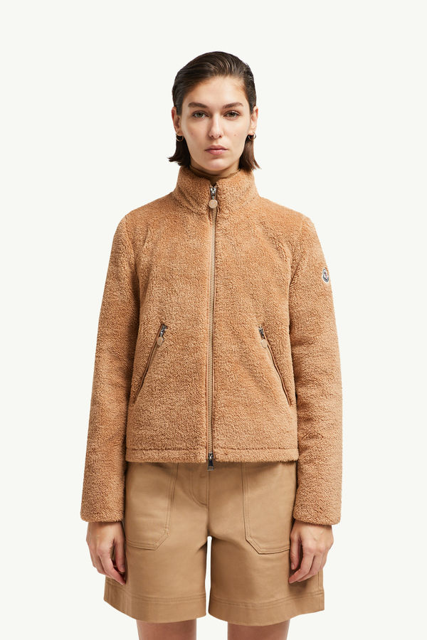 Polignac Teddy Short Down Jacket Women Camel Beige Moncler 3