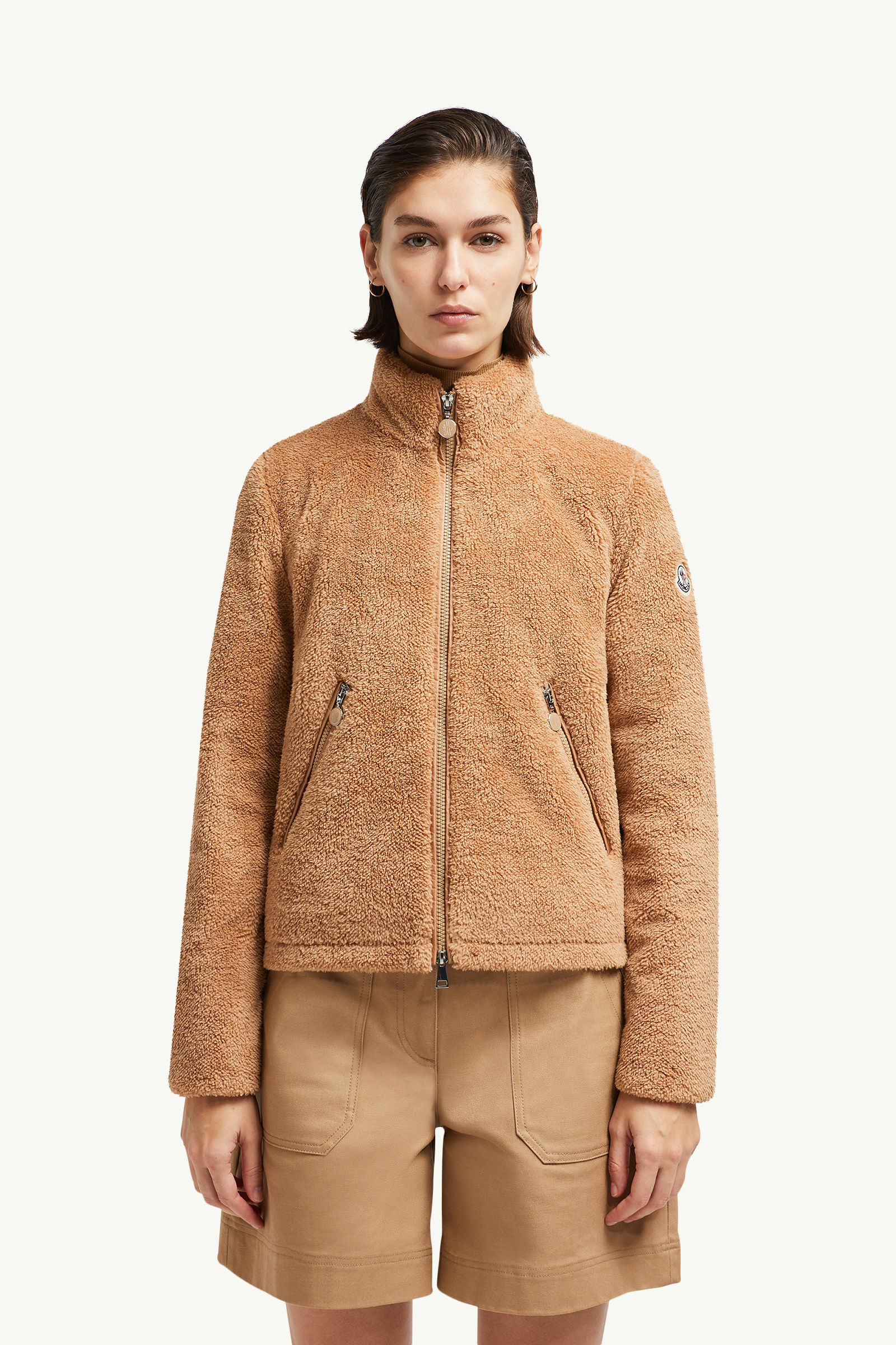Polignac Teddy Short Down Jacket Women Camel Beige Moncler 3