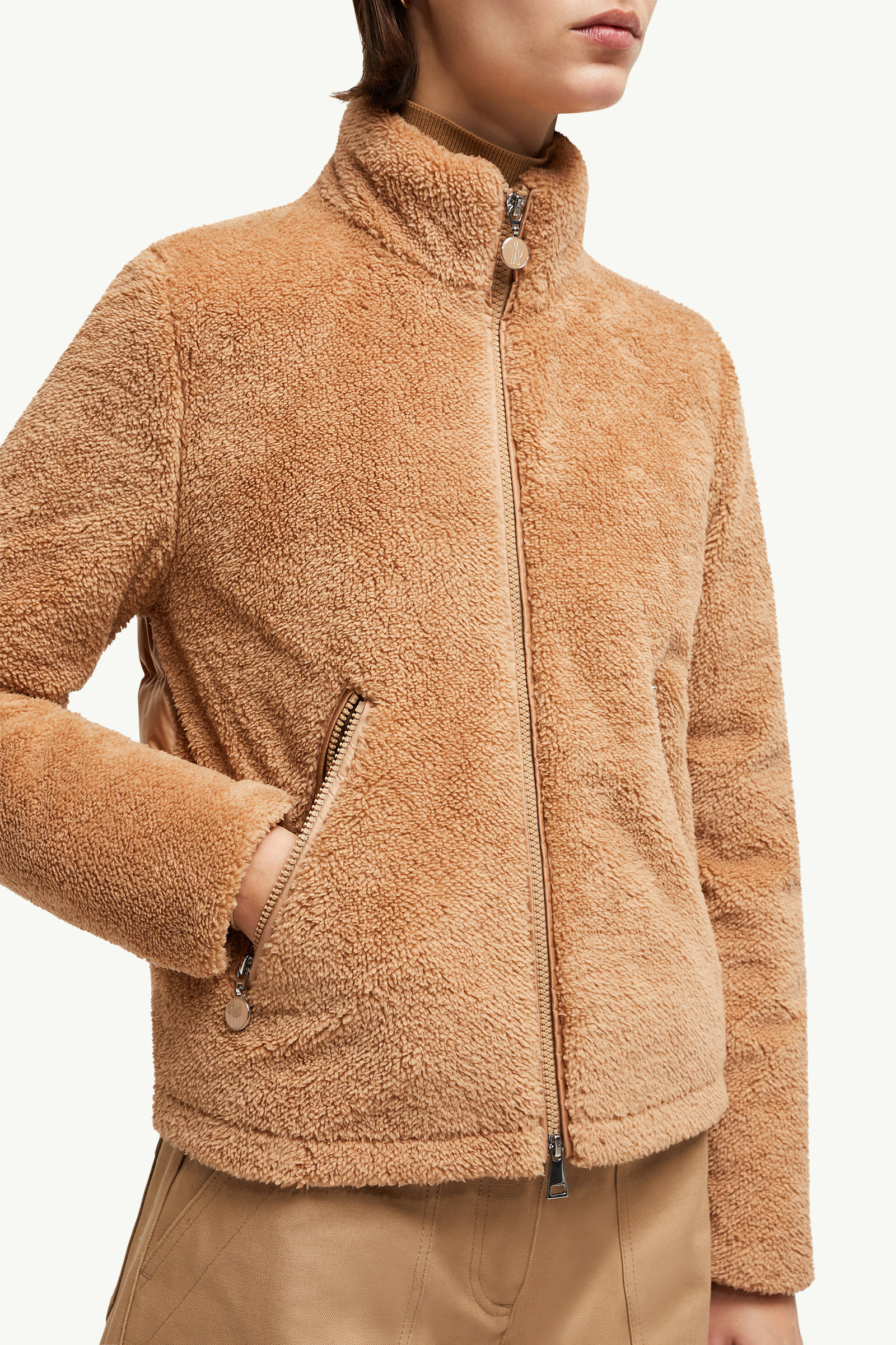 Polignac Teddy Short Down Jacket Women Camel Beige Moncler 5