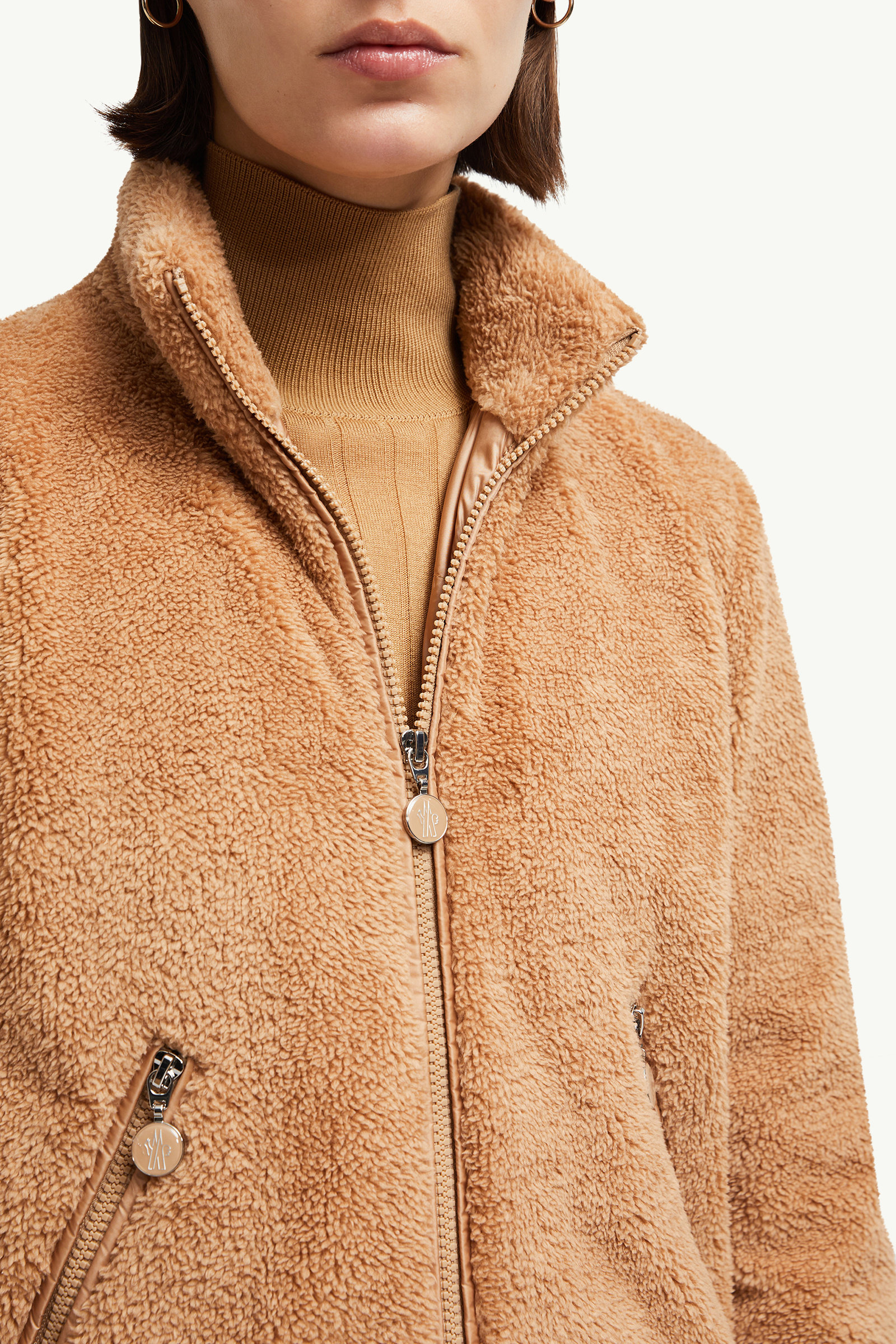 Polignac Teddy Short Down Jacket Women Camel Beige Moncler 6