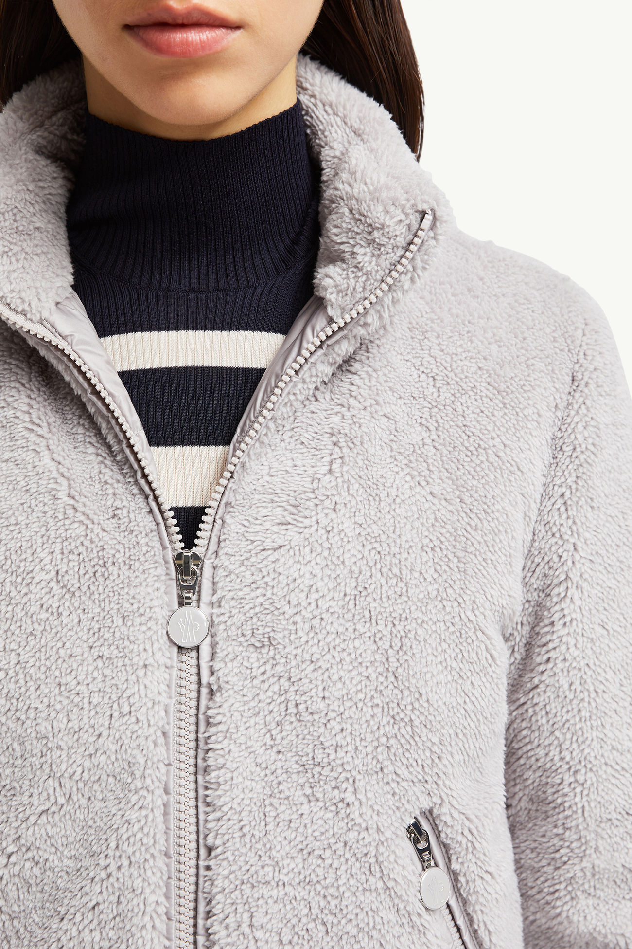 Polignac Teddy Short Down Jacket Women Grey Moncler 6