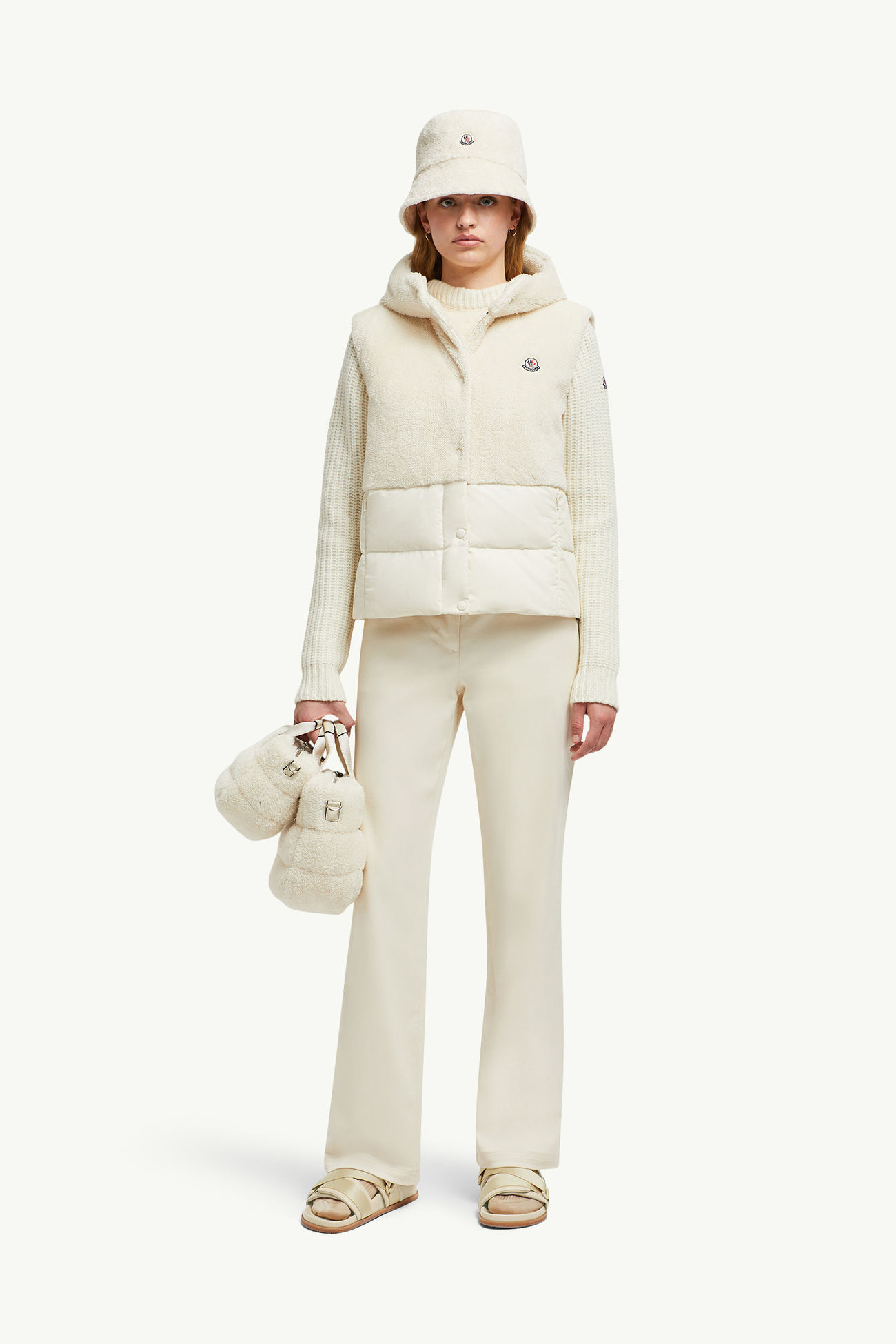 Floy Teddy Hooded Down Vest Women White Moncler 0