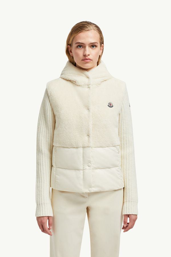 Floy Teddy Hooded Down Gilet Women White Moncler 3