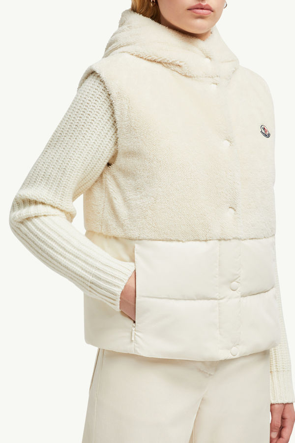Floy Teddy Hooded Down Gilet Women White Moncler 5