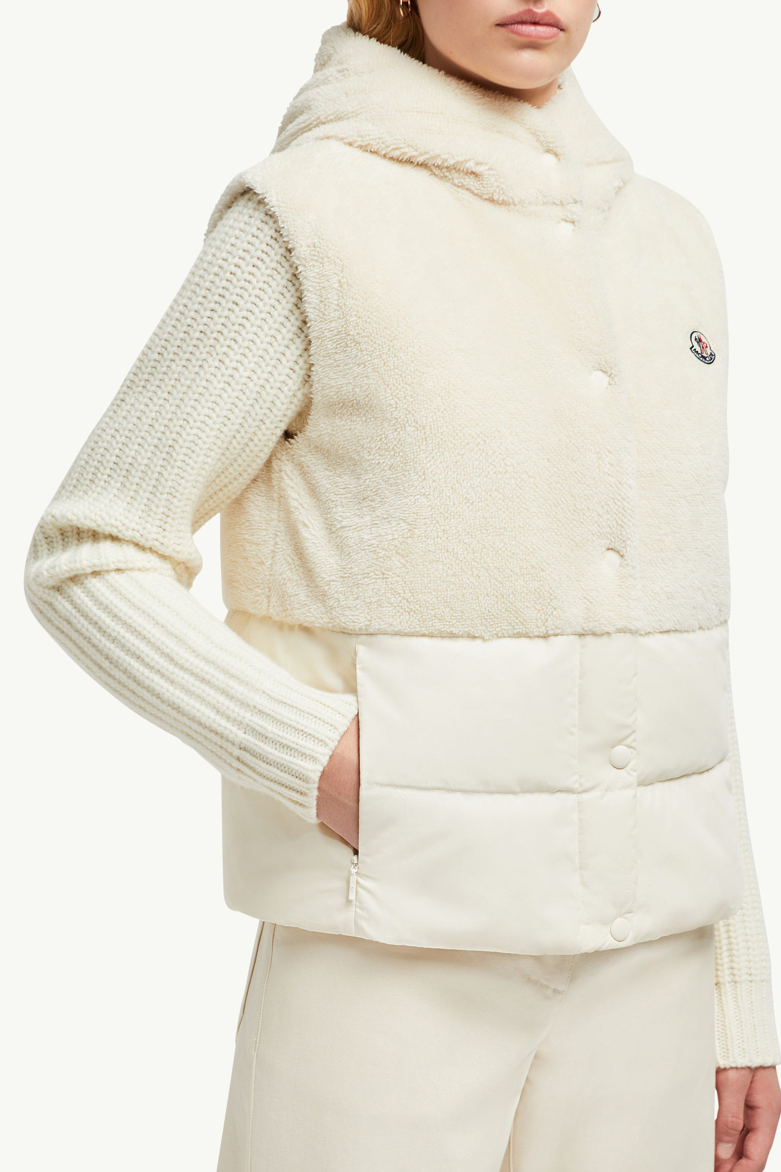 Floy Teddy Hooded Down Gilet Women White Moncler 5