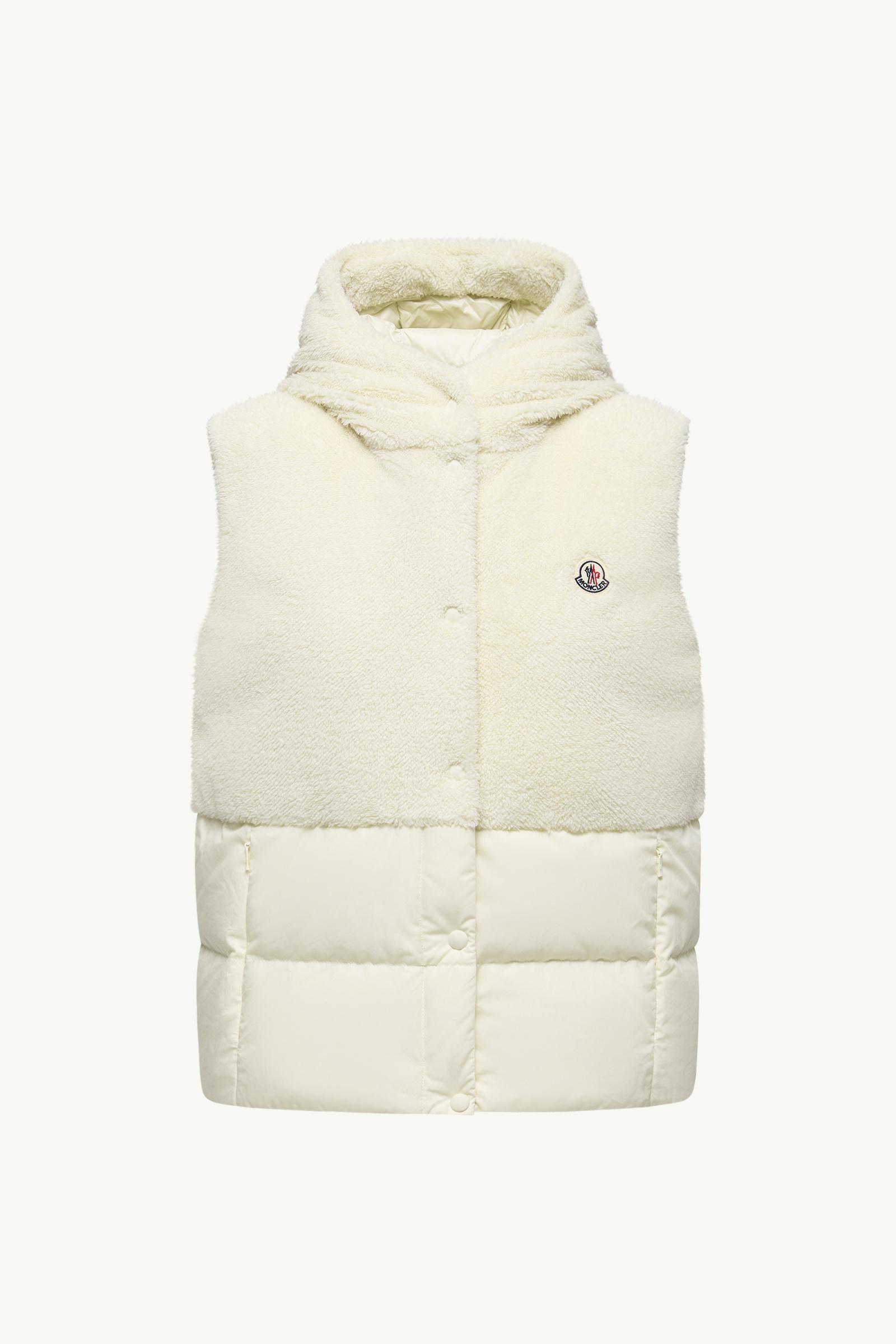 White Floy Teddy Hooded Down Vest - Vests for Women | Moncler US