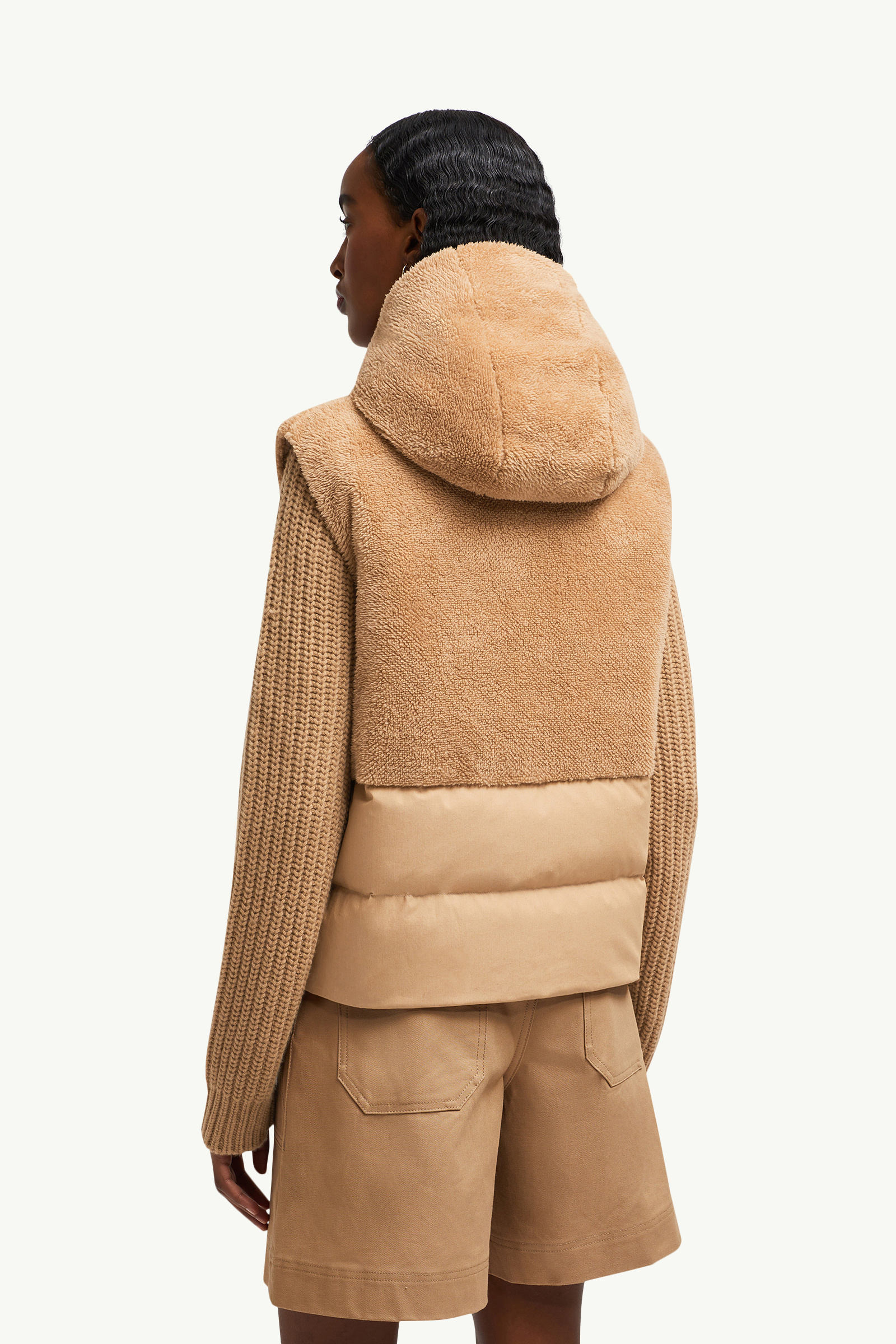 Floy Teddy Hooded Down Gilet Women Camel Beige Moncler 4