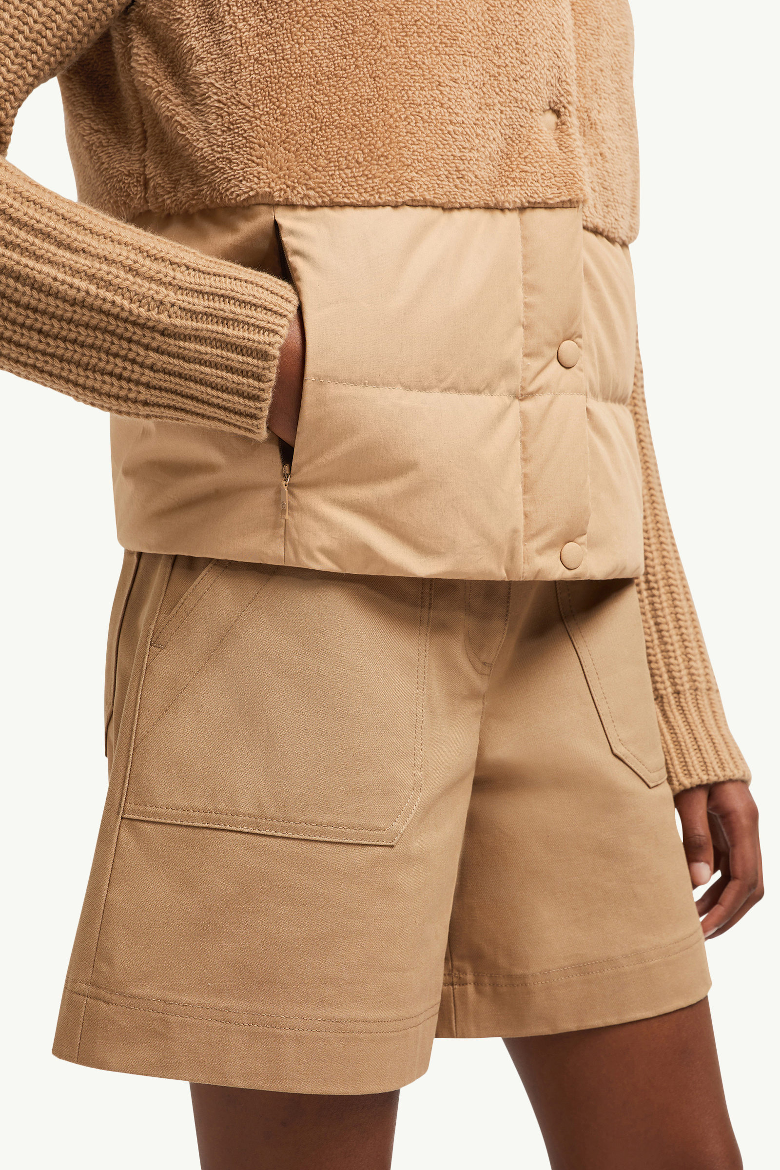 Floy Teddy Hooded Down Gilet Women Camel Beige Moncler 5