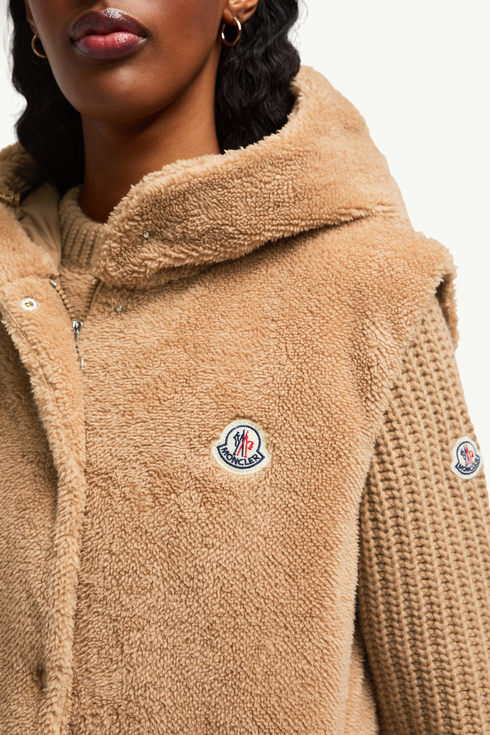 Floy Teddy Hooded Down Gilet Women Camel Beige Moncler 6