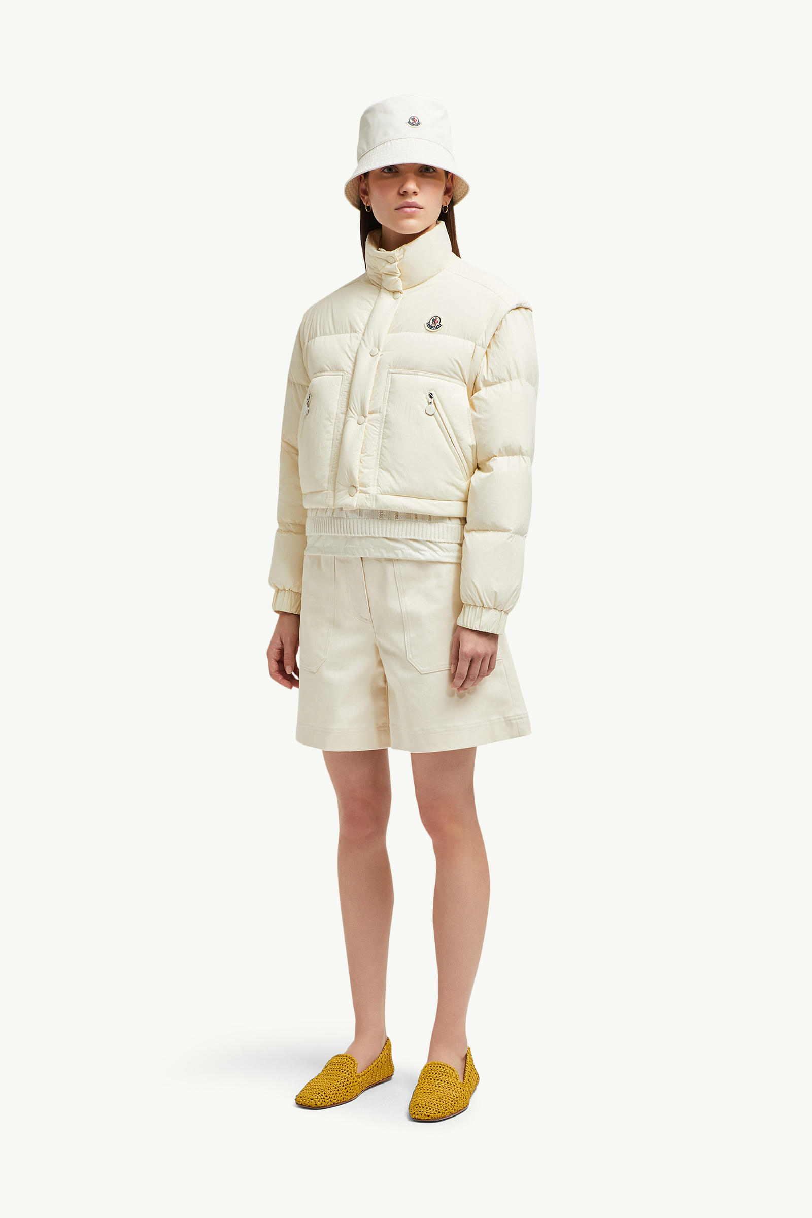 Selle kurze 2-in-1 Daunenjacke Damen Weiß Moncler 0