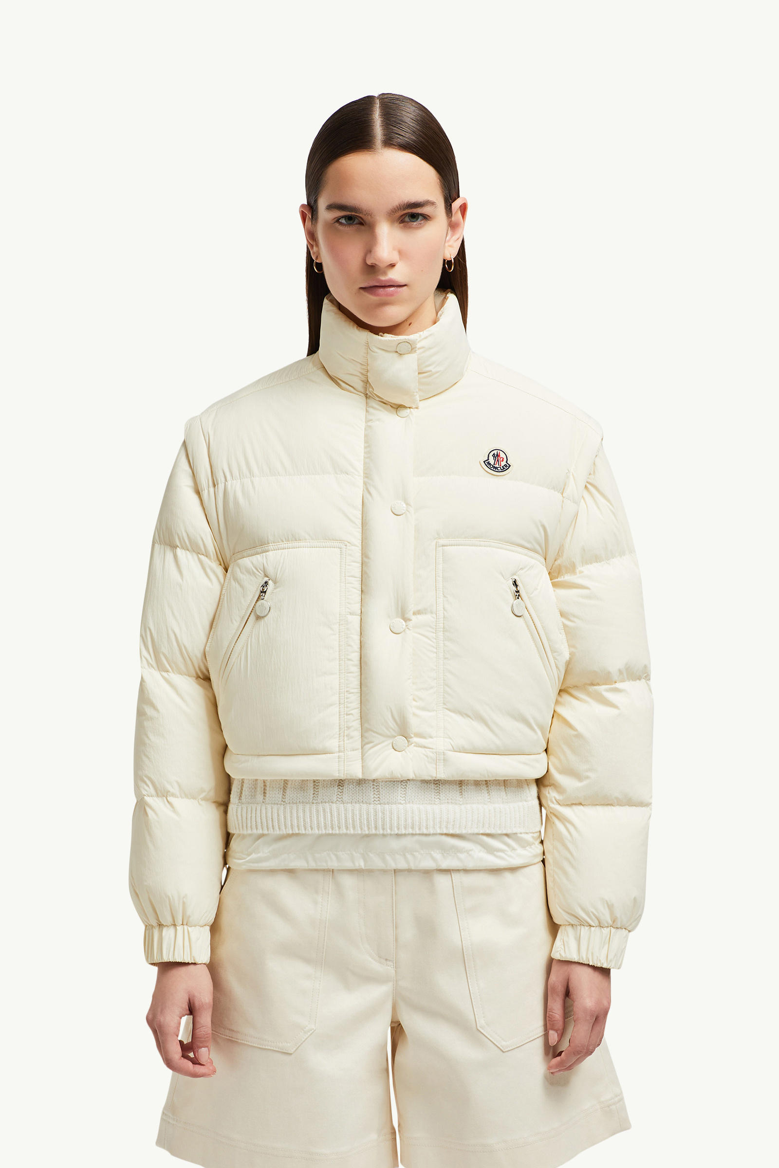 Selle kurze 2-in-1 Daunenjacke Damen Weiß Moncler 3