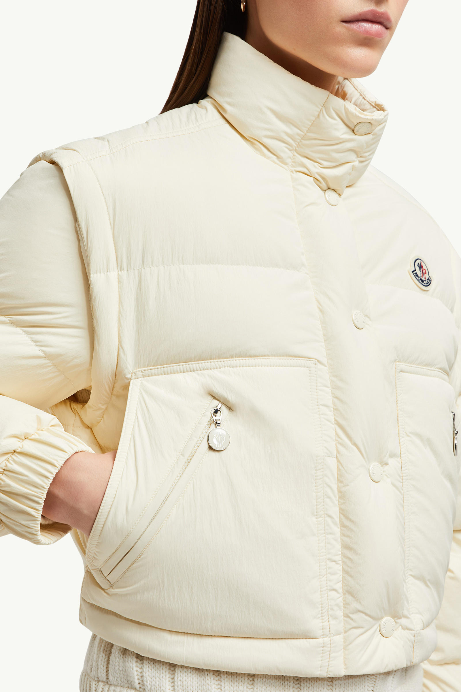 Selle kurze 2-in-1 Daunenjacke Damen Weiß Moncler 5