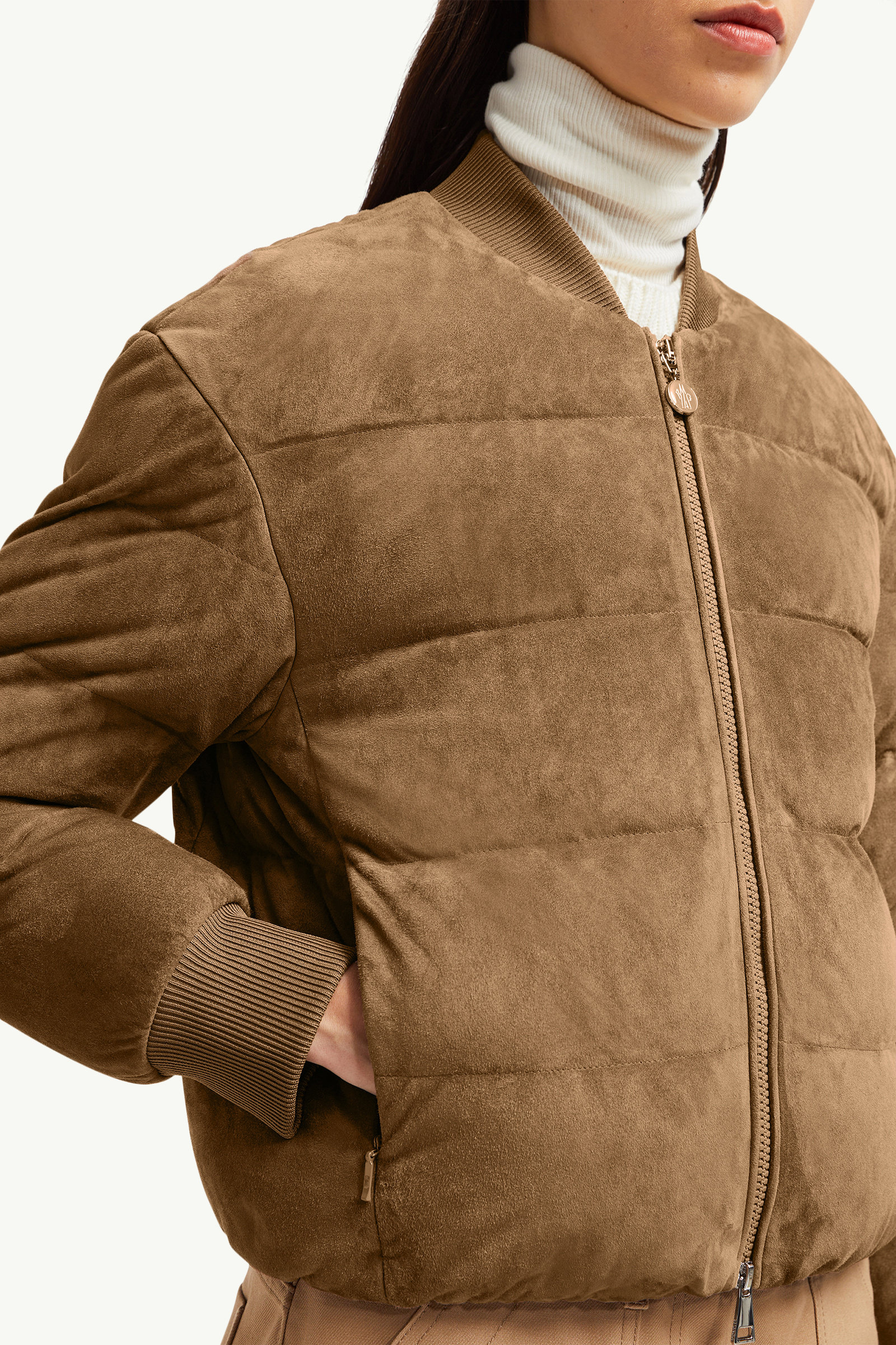 Plumífero cazadora de ante Pollet Mujer Marrón Moncler 5