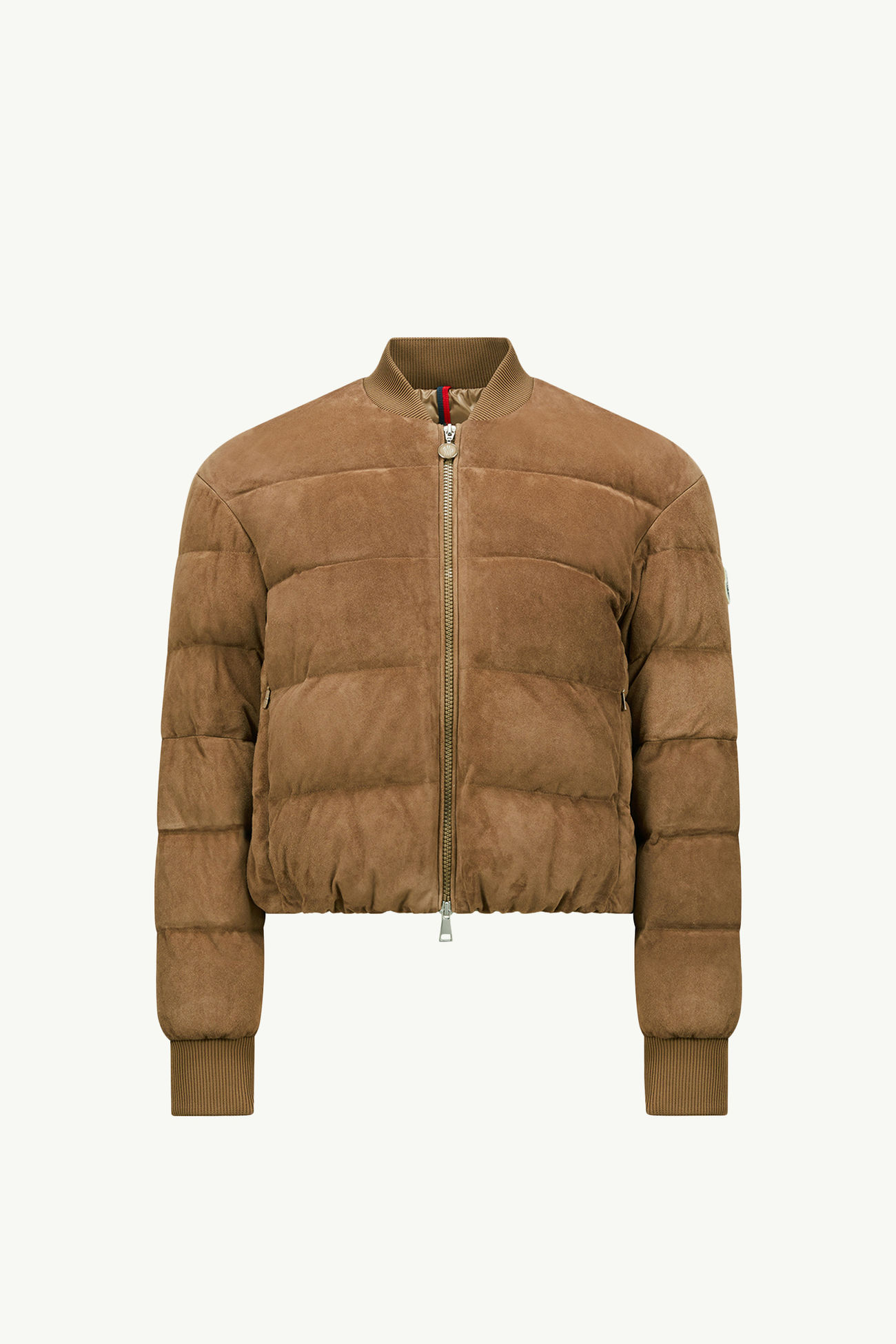 Giacca bomber imbottita in piuma Pollet in pelle scamosciata Donna Marrone Moncler 2