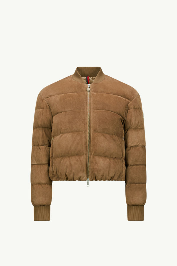 Pollet Suede Down Bomber Jacket Women Brown Moncler 2