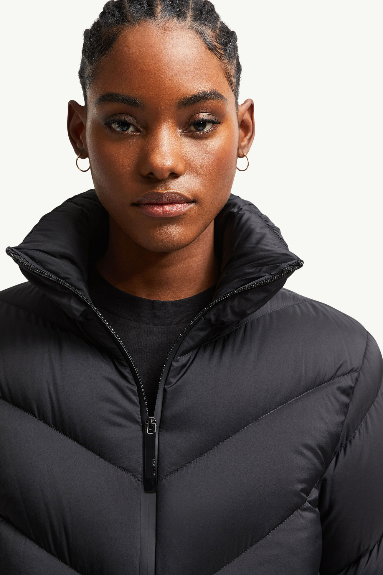 Grignan Diagonal-Quilted Short Down Jacket Women Black Moncler 1