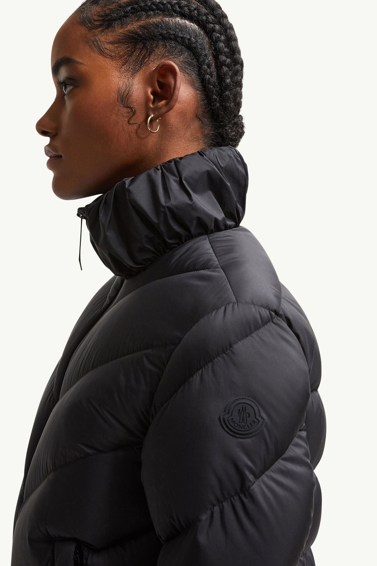 Grignan Diagonal-Quilted Short Down Jacket Women Black Moncler 6