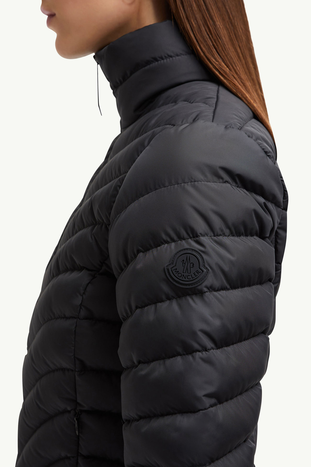 Grange Diagonal-Quilted Short Down Jacket Women Black Moncler 6