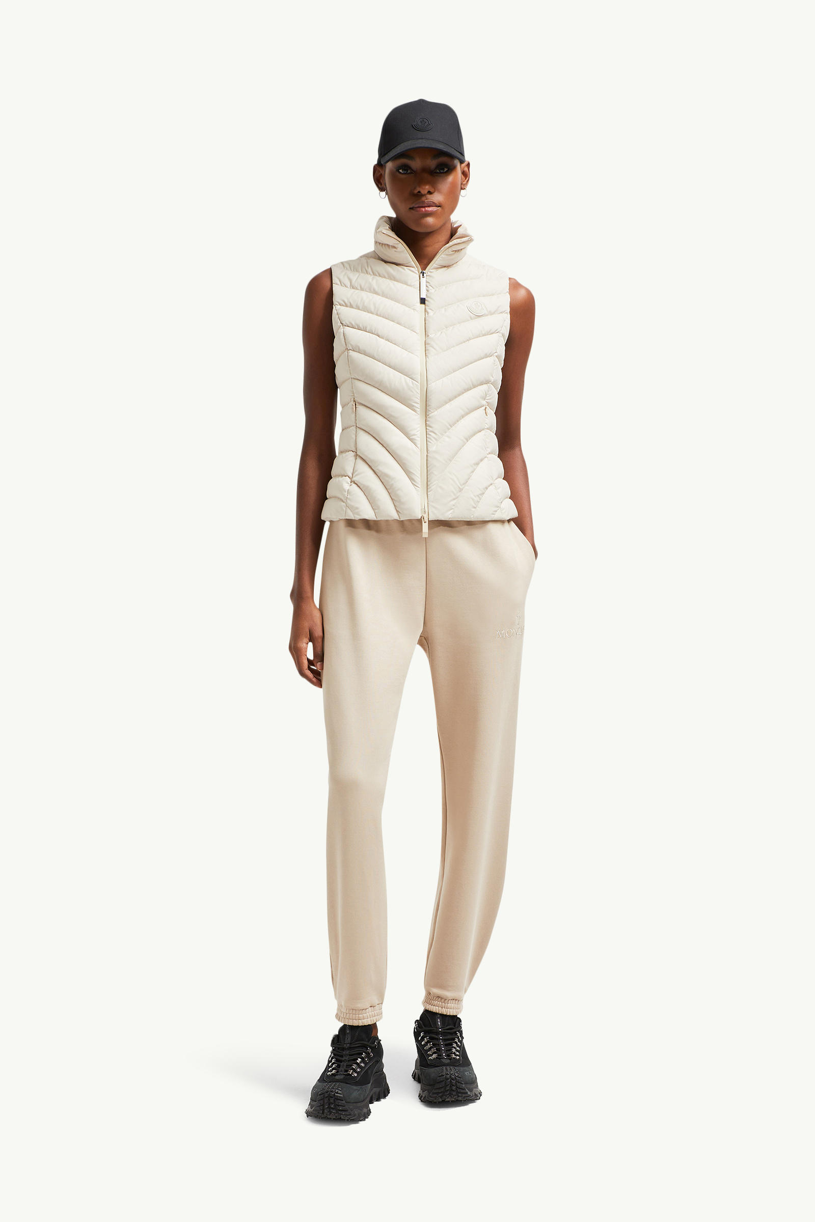 Granes diagonal gesteppte Daunenweste Damen Sand-Beige Moncler 0