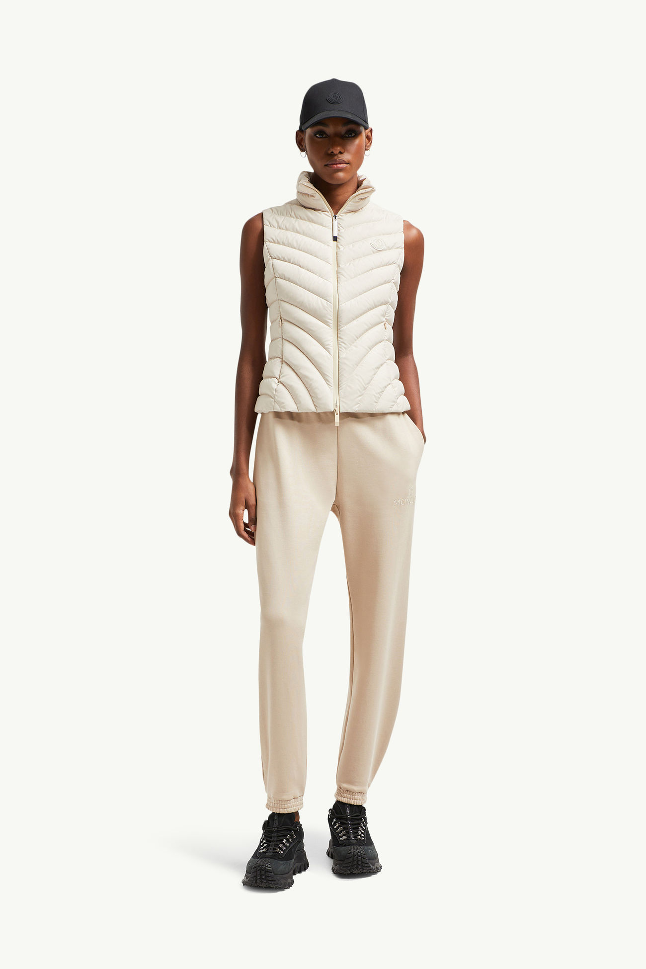 Granes Diagonal-Quilted Down Vest Women Sand Beige Moncler 0