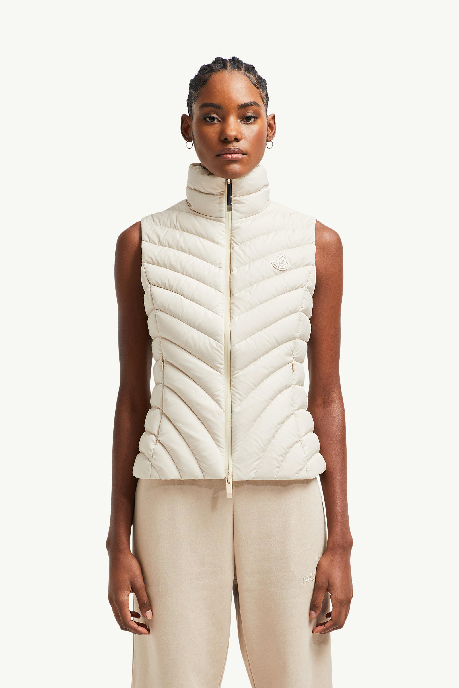 Granes diagonal gesteppte Daunenweste Damen Sand-Beige Moncler 3