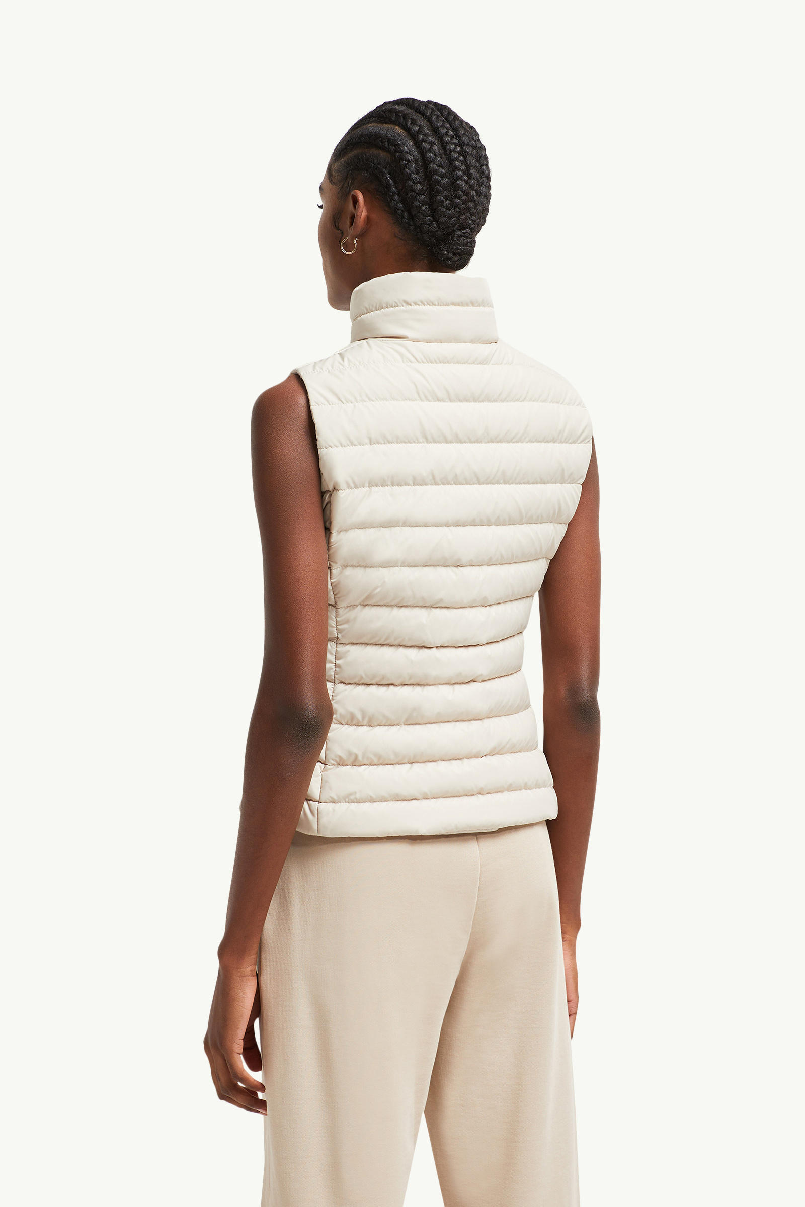 Gilet imbottito in piuma con trapuntatura diagonale Granes Donna Beige Sabbia Moncler 4