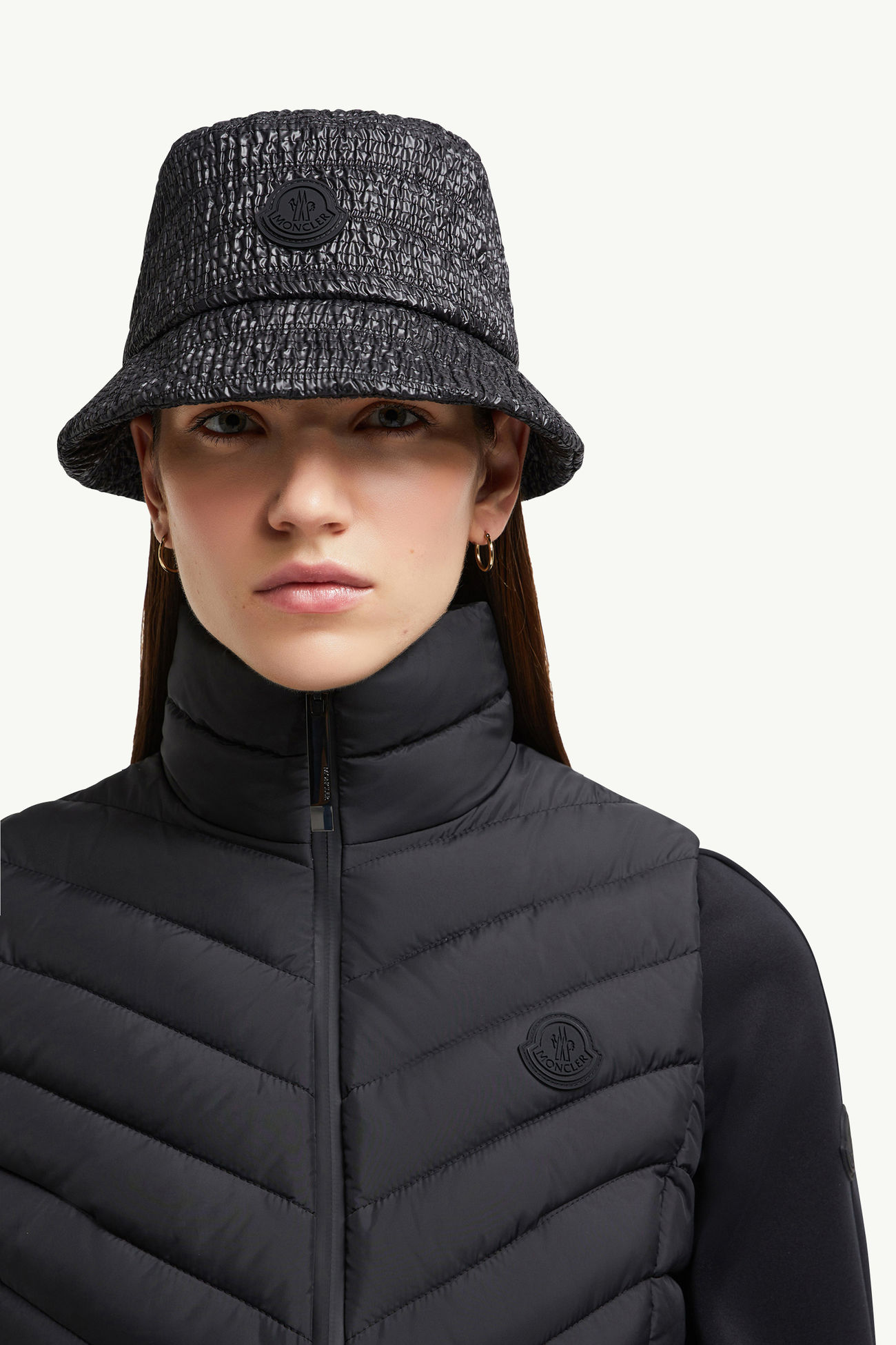 Granes斜紋絎縫羽絨背心 女士 黑色 Moncler 1