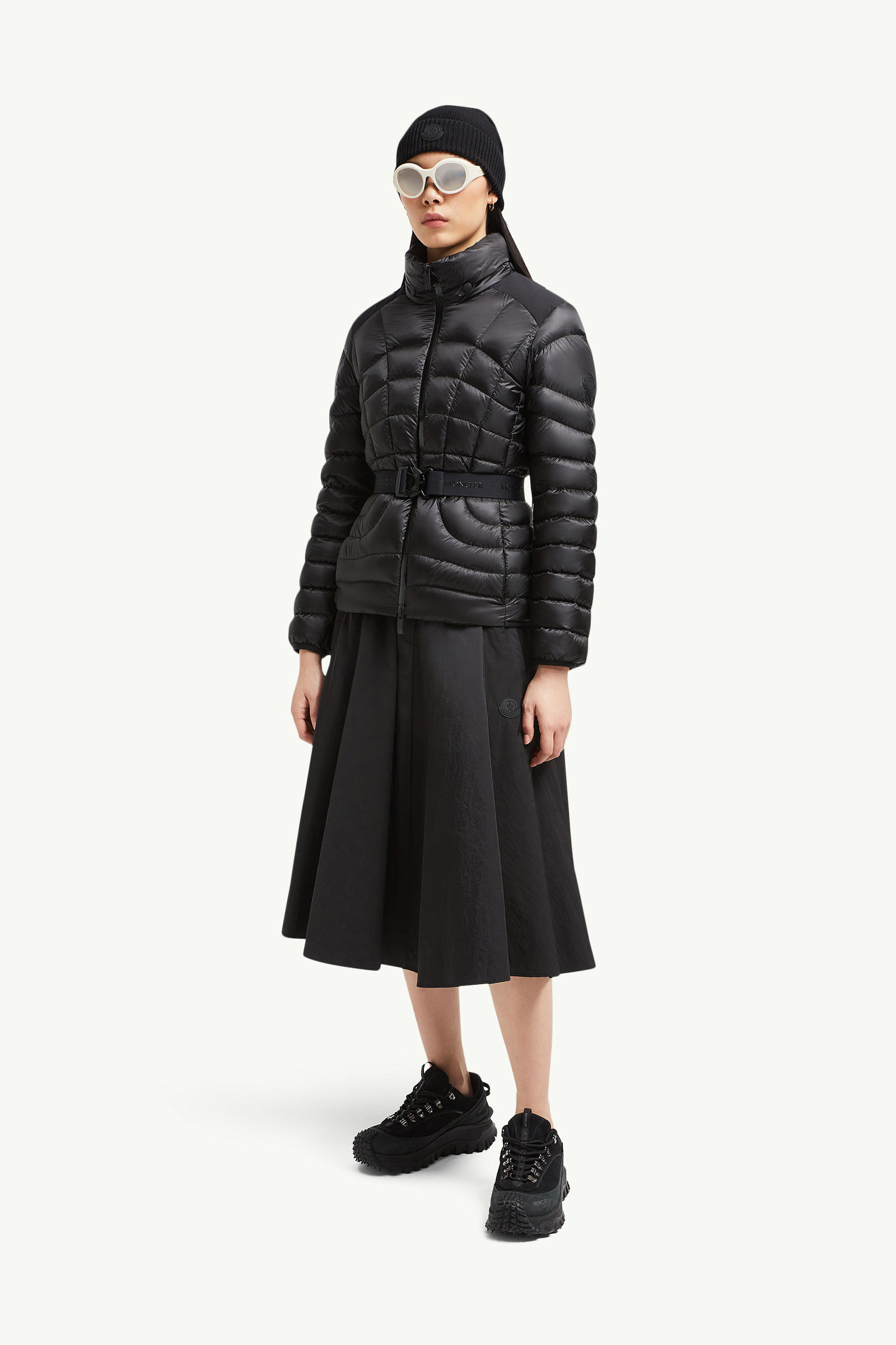 Gramont Hooded Geometric-Quilted Short Down Jacket Women Black Moncler 0