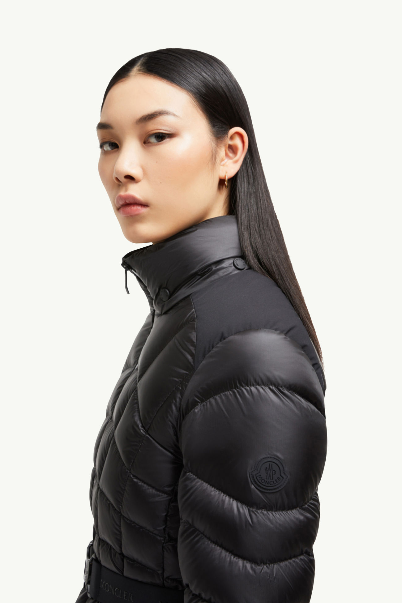 Gramont連帽幾何絎縫短身羽絨外套 女士 黑色 Moncler 1