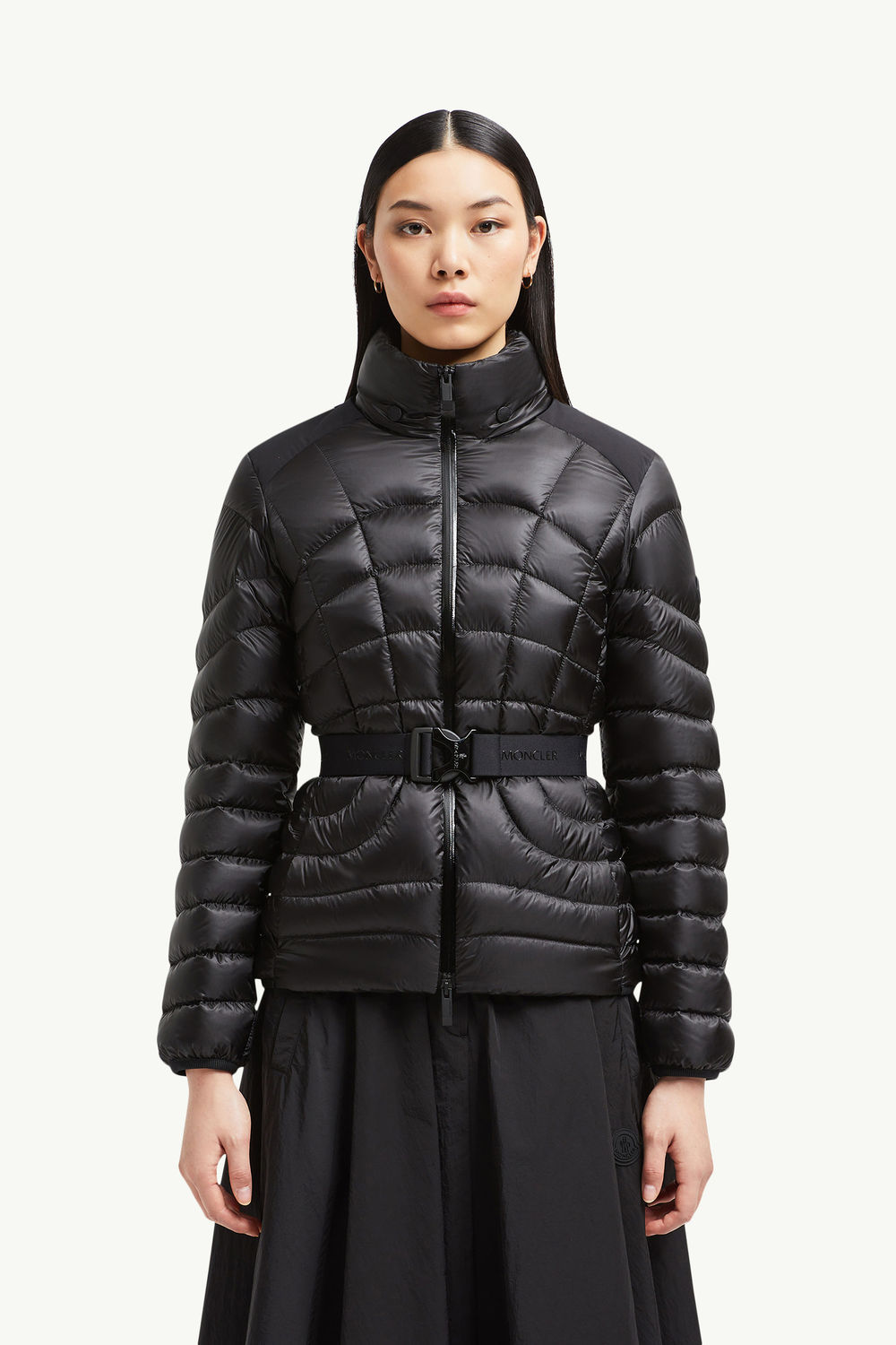 Gramont Hooded Geometric-Quilted Short Down Jacket Women Black Moncler 3