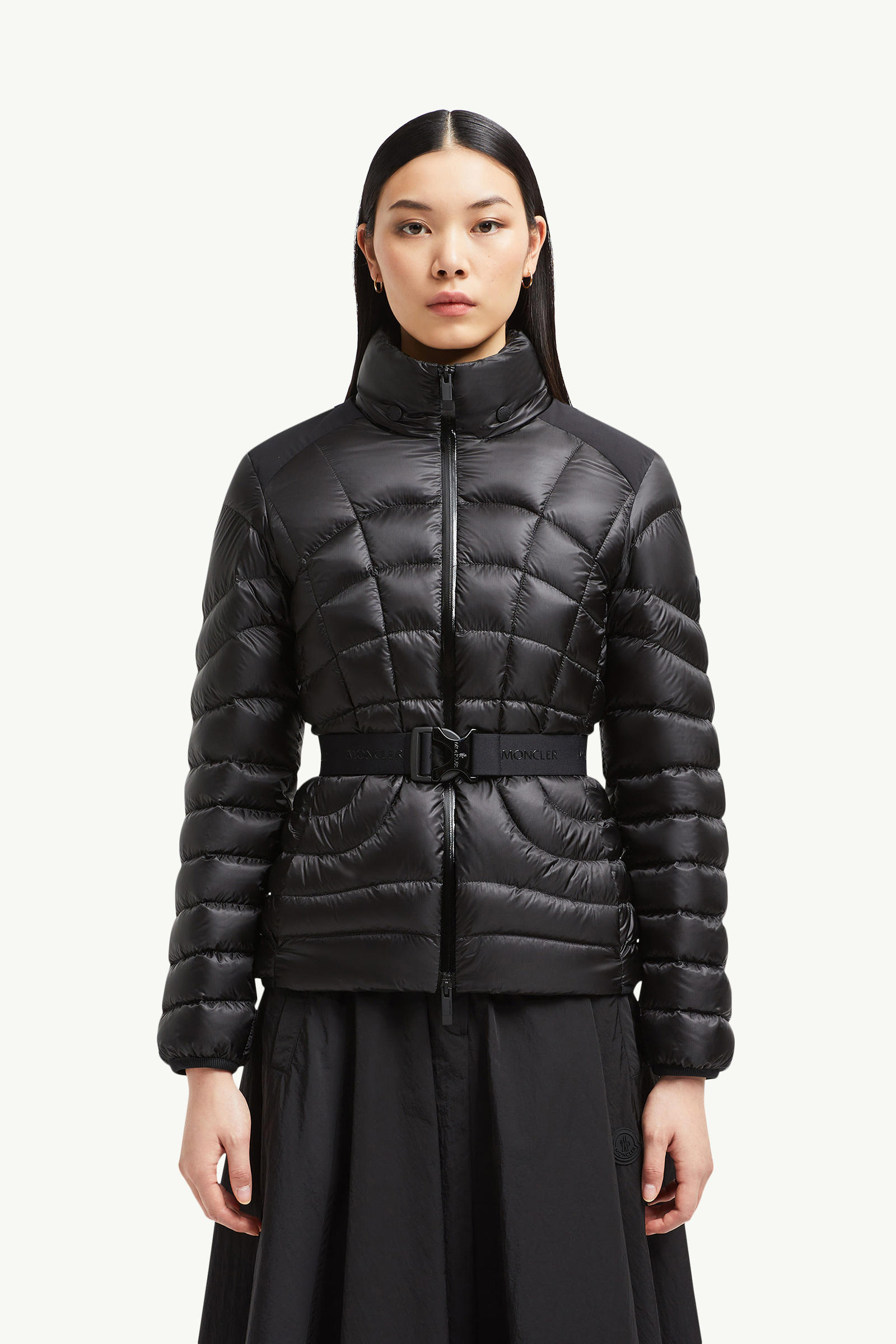 Gramont Hooded Geometric-Quilted Short Down Jacket Women Black Moncler 3