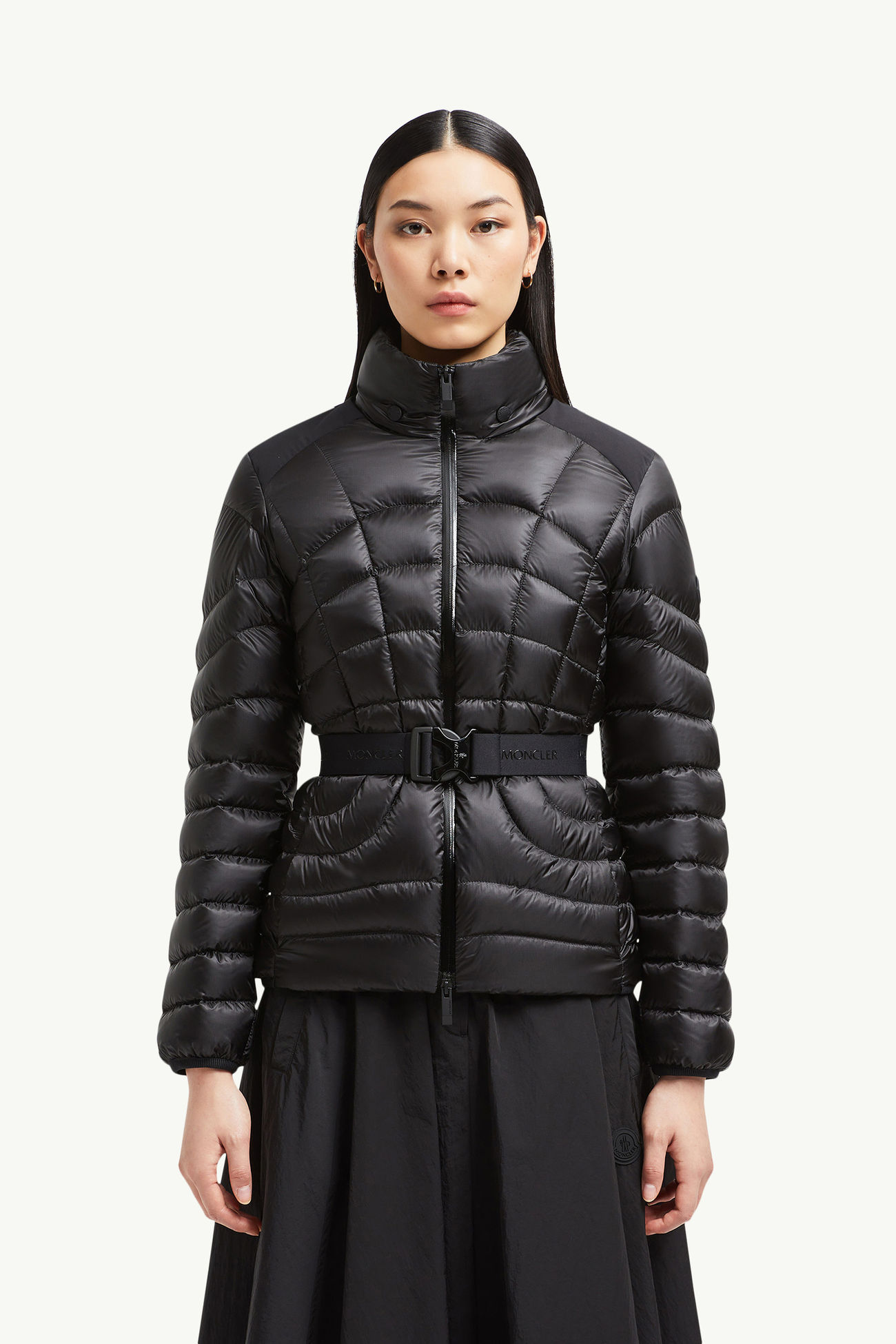 Gramont連帽幾何絎縫短身羽絨外套 女士 黑色 Moncler 3