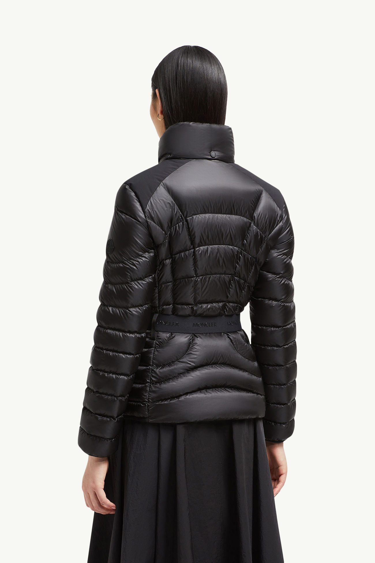Gramont連帽幾何絎縫短身羽絨外套 女士 黑色 Moncler 4