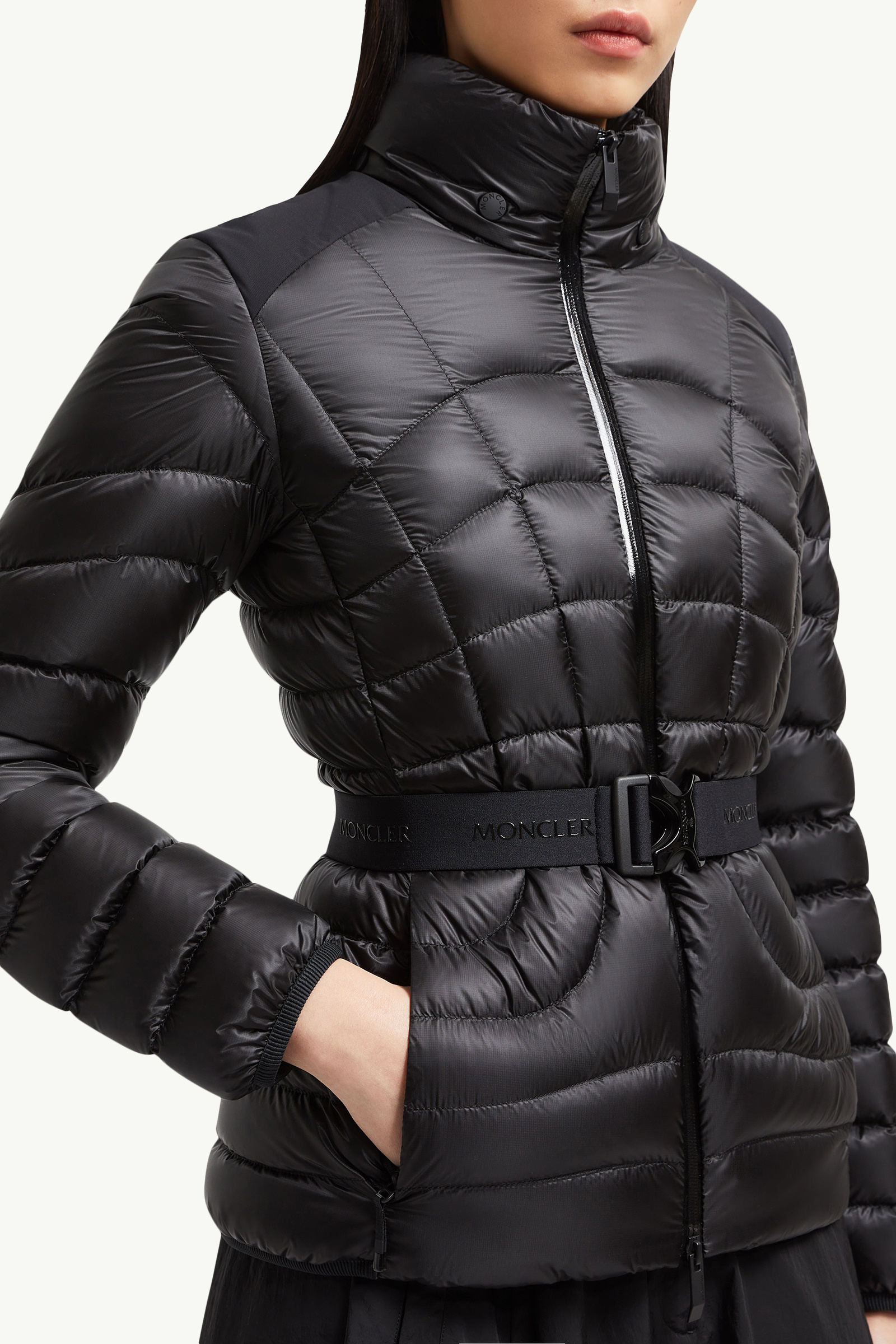 Gramont Hooded Geometric-Quilted Short Down Jacket Women Black Moncler 6