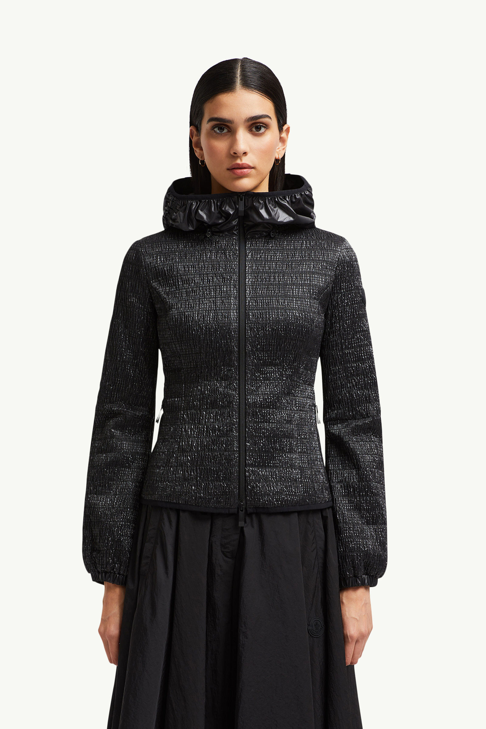 Giacca a vento Yville con ruches e cappuccio Donna Nero Moncler 3