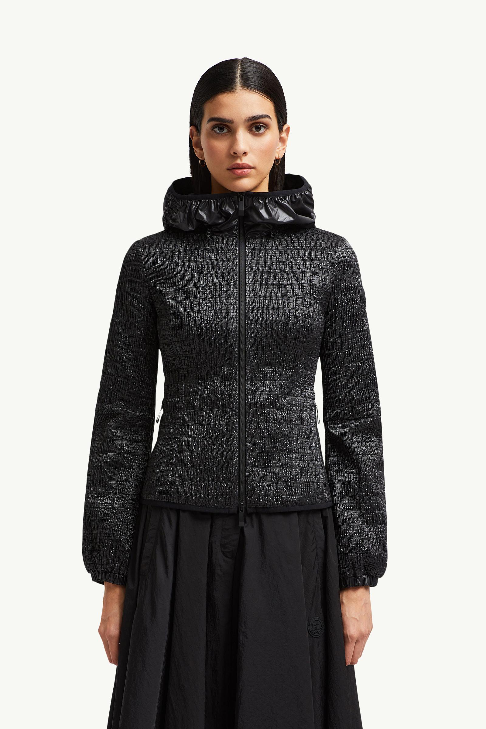 MONCLER YVILLE フード付ルーシュ ウィンドブレーカー Black Yville Hooded Ruched Windbreaker - Windbreakers
