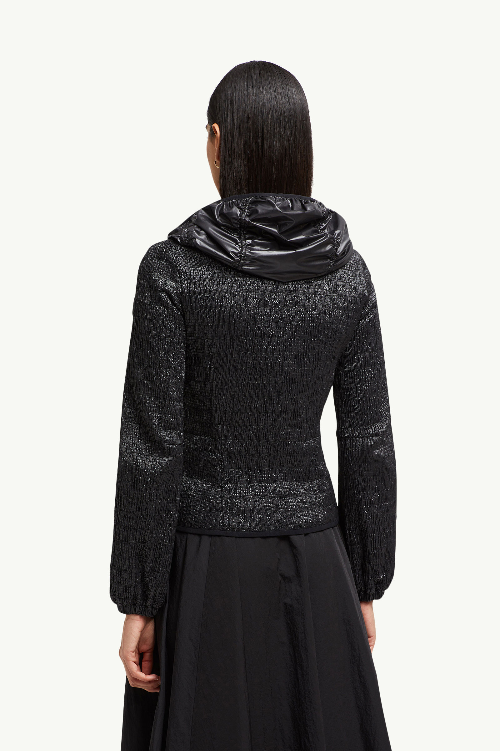 Giacca a vento Yville con ruches e cappuccio Donna Nero Moncler 4