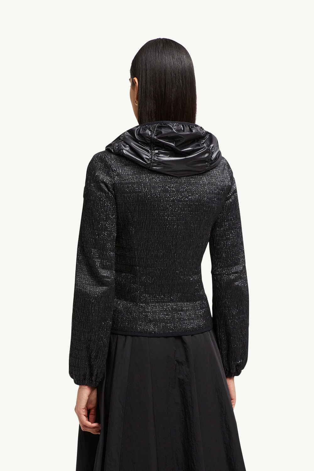 Yville Hooded Ruched Windbreaker Women Black Moncler 4
