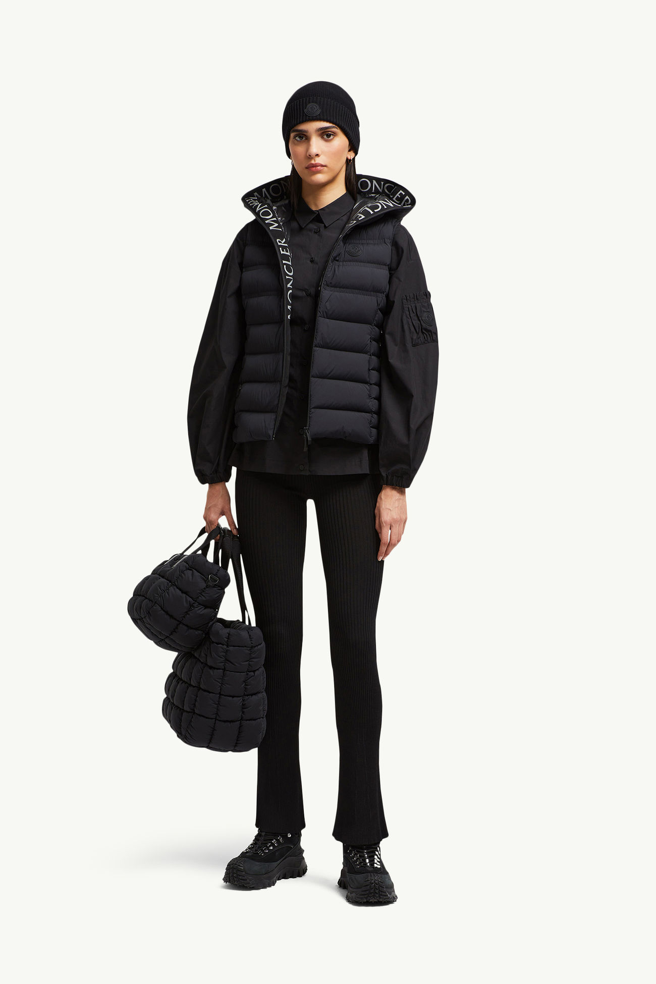 Aliterse連帽羽絨背心 女士 黑色 Moncler 0