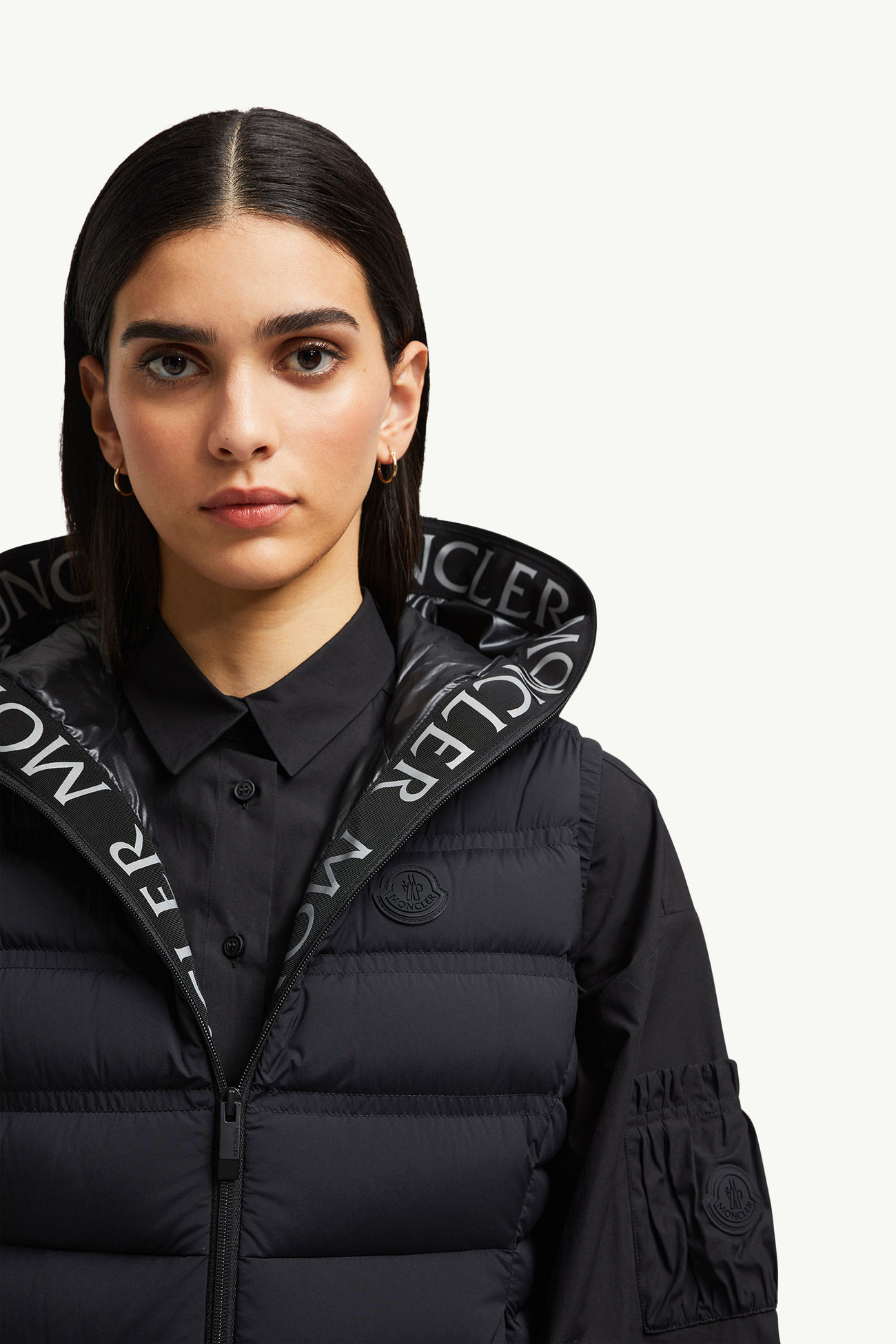 Aliterse Daunenweste mit Kapuze Damen Schwarz Moncler 1