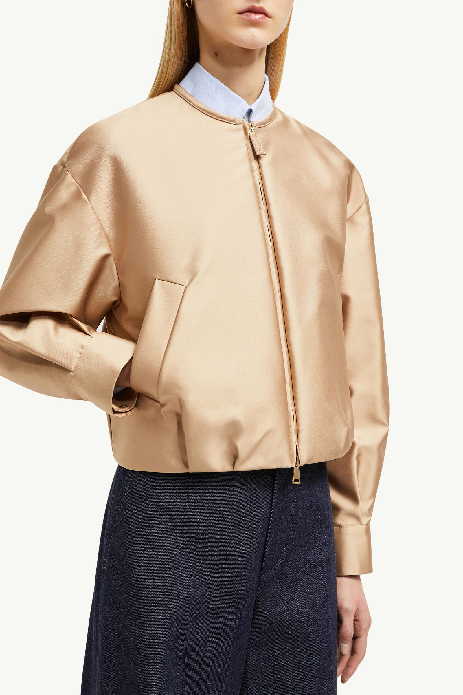 Maupa公爵緞布羽絨飛行員外套 女士 米色 Moncler 6
