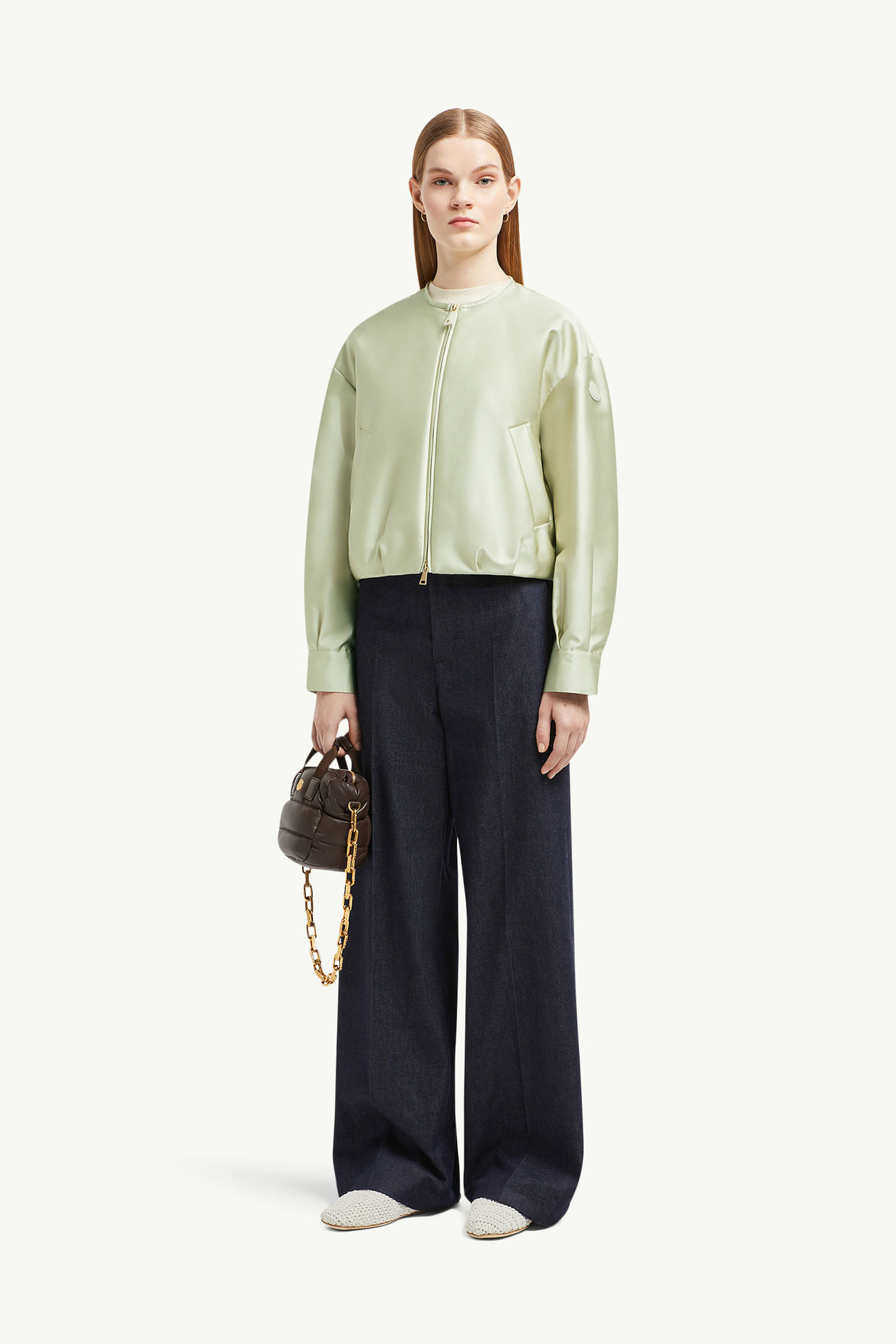 Giacca bomber imbottita Maupa in duchesse Donna Verde Chiaro Moncler 0