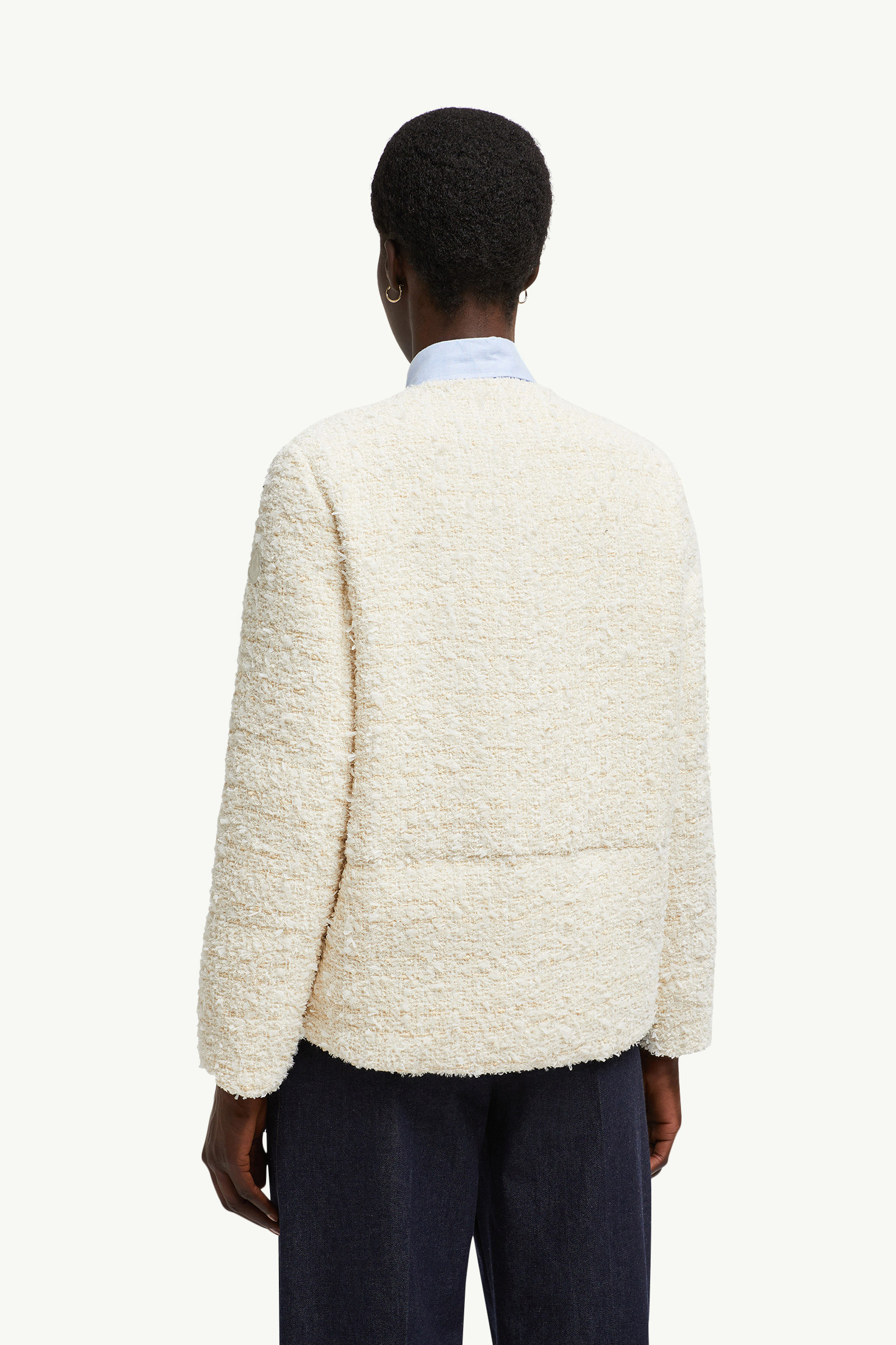 Gerberoy Tweed Short Down Jacket Women White Ivory Moncler 4
