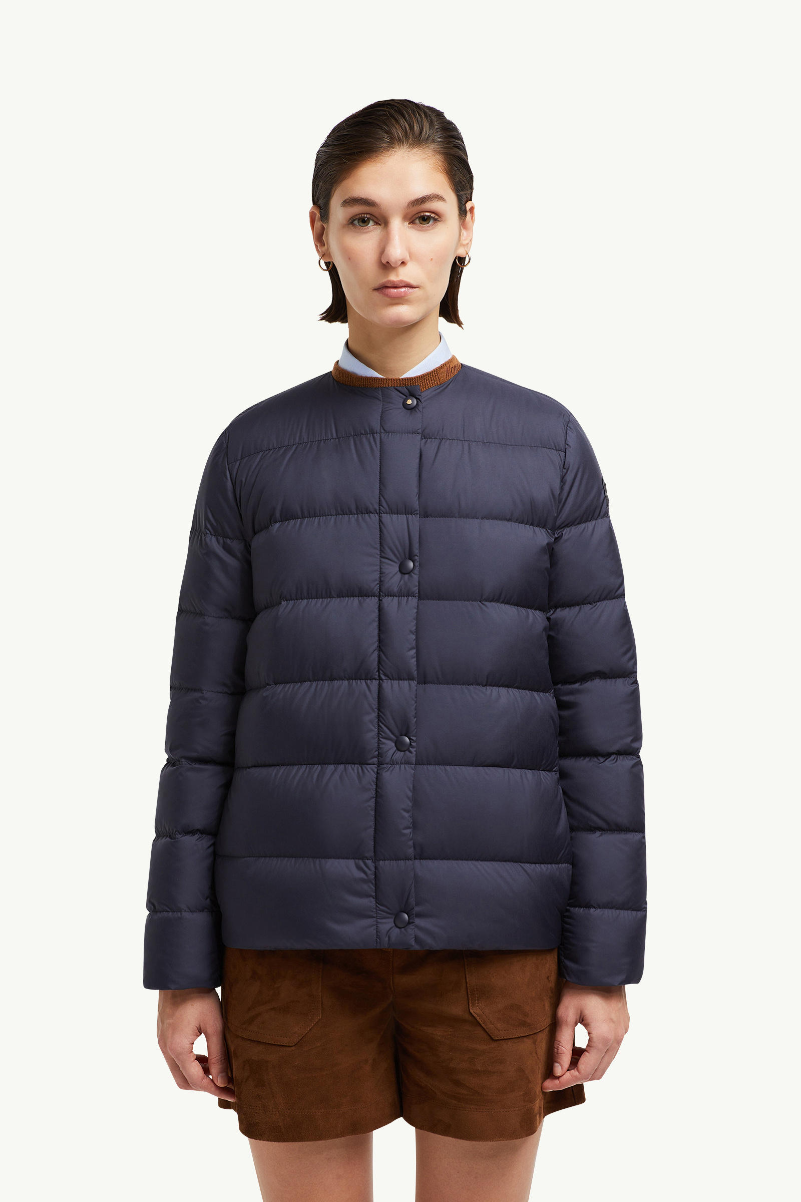 Gerbe kurze Daunenjacke Damen Navyblau Moncler 3